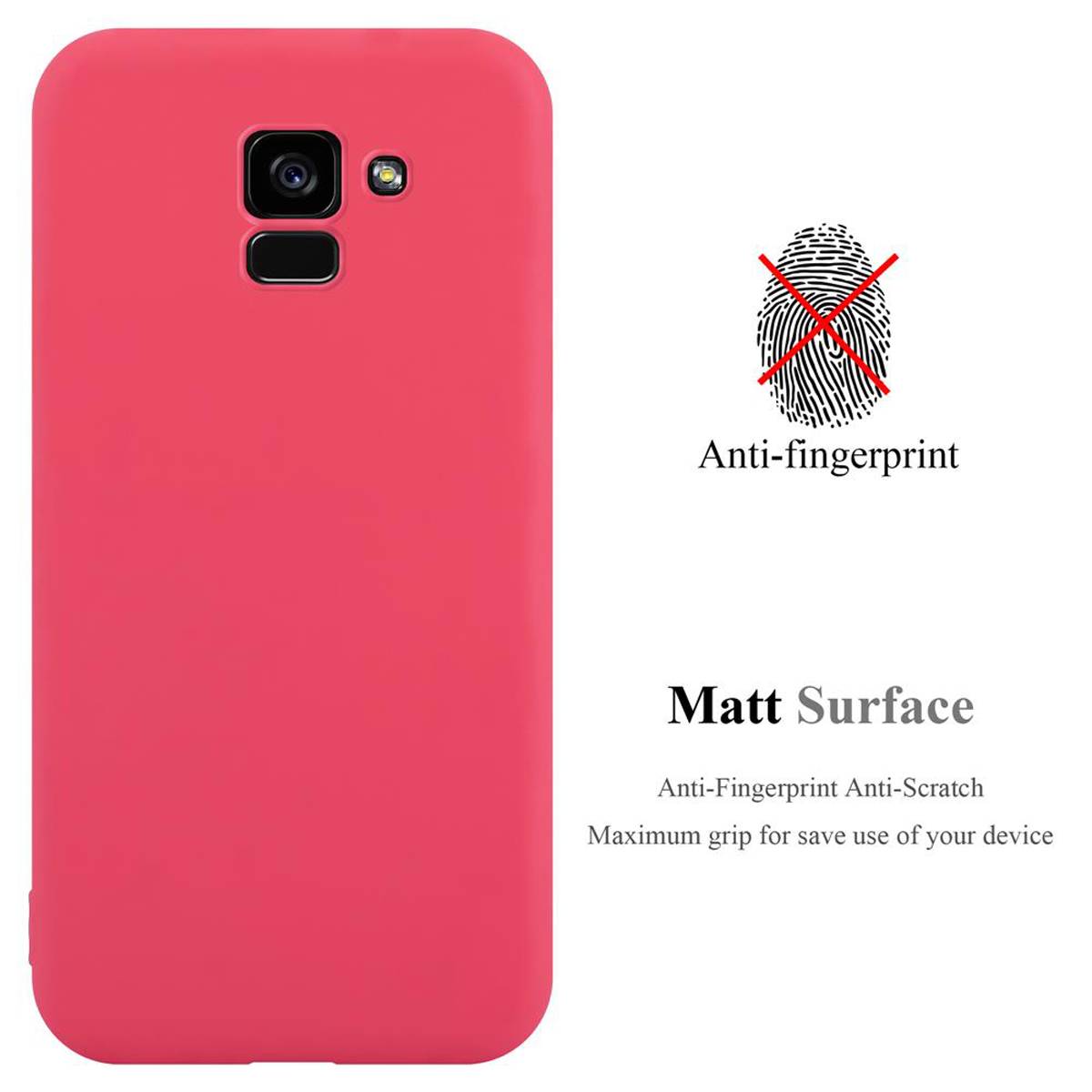Cadorabo Hülle für Samsung Galaxy A5 2018 Schutzhülle in Rot Handyhülle TPU Silikon Etui Case Cover