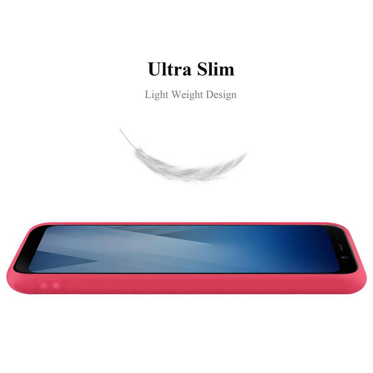 Cadorabo Hülle für Samsung Galaxy A5 2018 Schutzhülle in Rot Handyhülle TPU Silikon Etui Case Cover