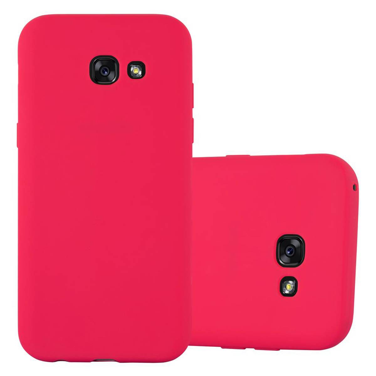 Cadorabo Hülle für Samsung Galaxy A7 2017 Schutzhülle in Rot Handyhülle TPU Silikon Etui Case Cover