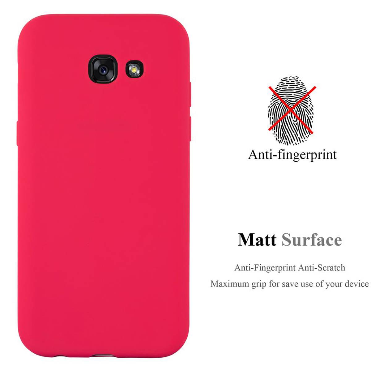 Cadorabo Hülle für Samsung Galaxy A7 2017 Schutzhülle in Rot Handyhülle TPU Silikon Etui Case Cover