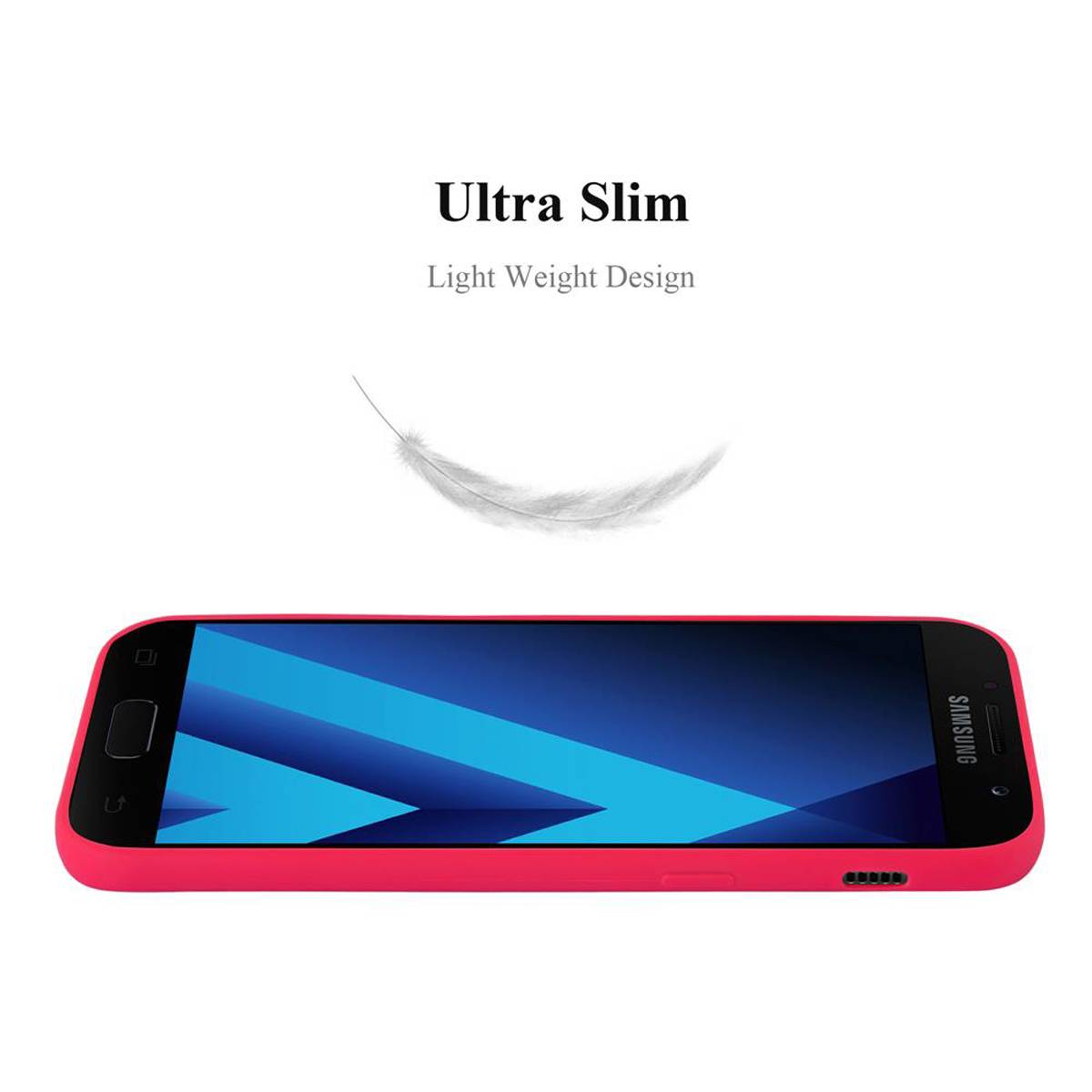Cadorabo Hülle für Samsung Galaxy A7 2017 Schutzhülle in Rot Handyhülle TPU Silikon Etui Case Cover