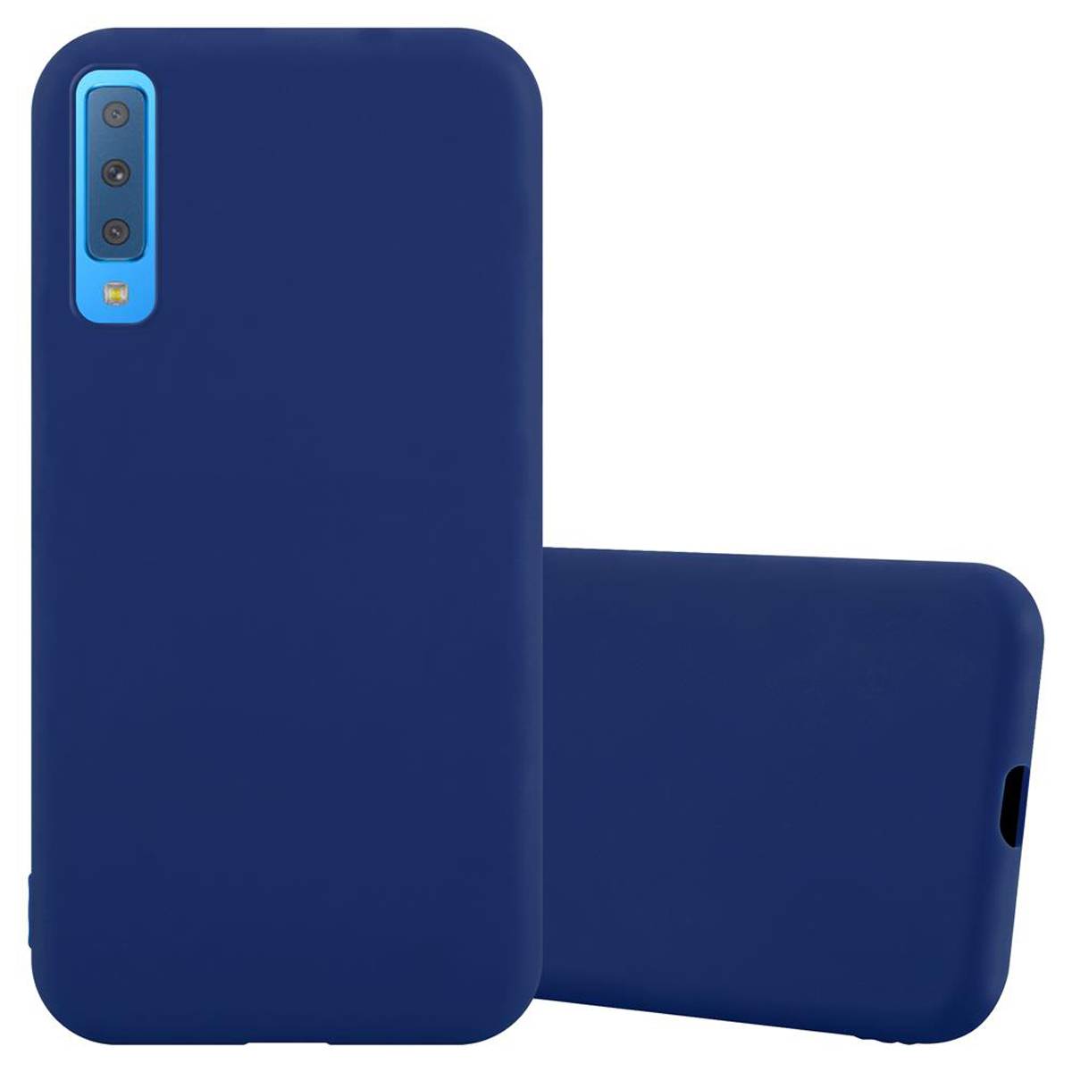 Cadorabo Hülle für Samsung Galaxy A7 2018 Schutzhülle in Blau Handyhülle TPU Silikon Etui Case Cover