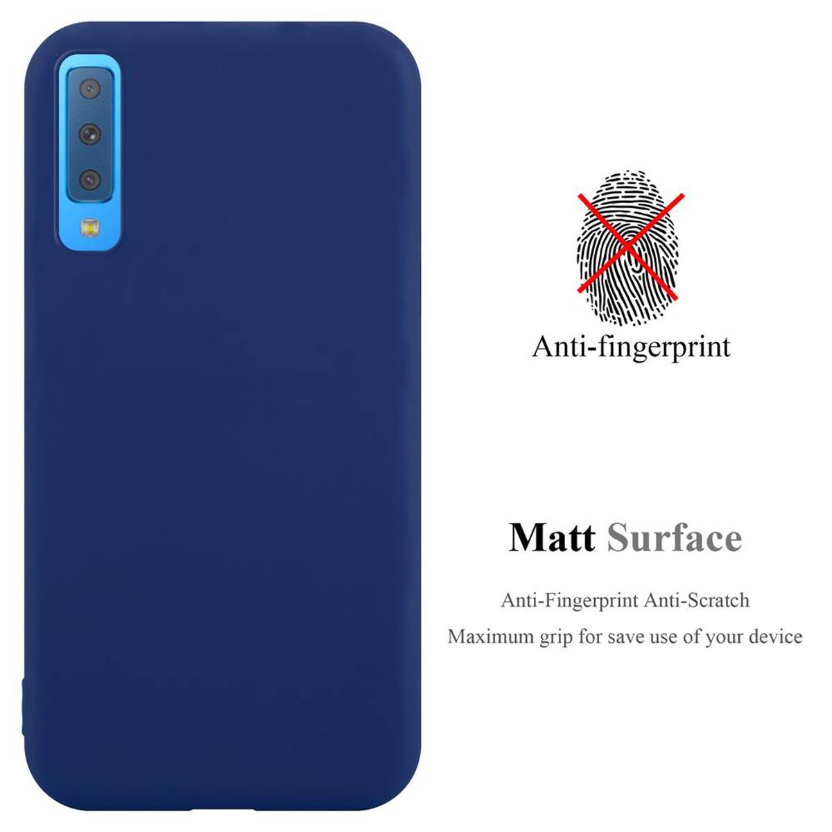Cadorabo Hülle für Samsung Galaxy A7 2018 Schutzhülle in Blau Handyhülle TPU Silikon Etui Case Cover