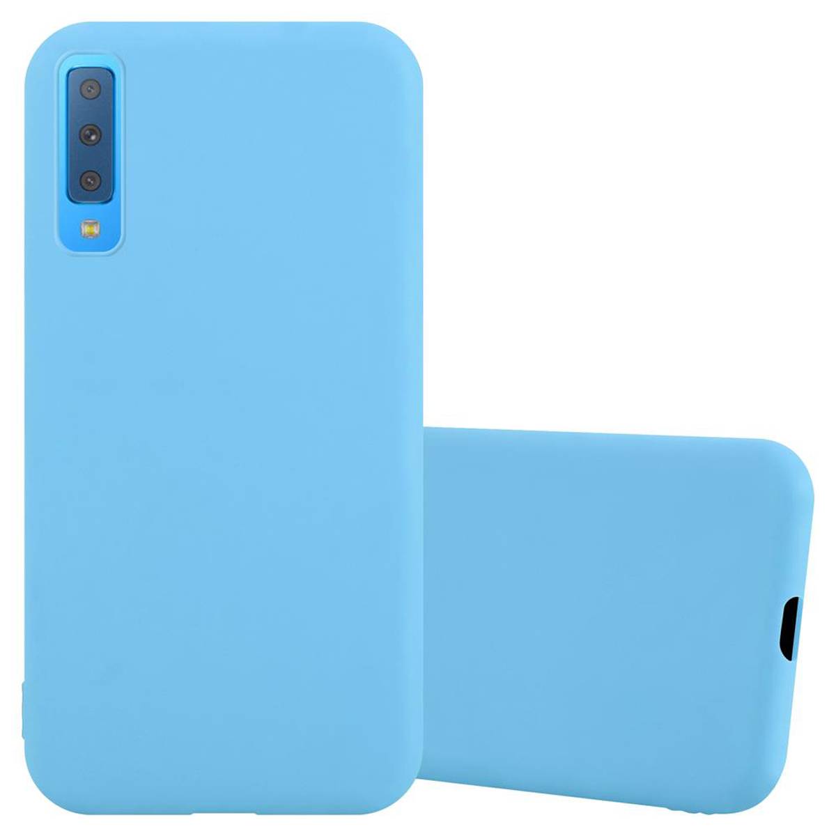 Cadorabo Hülle für Samsung Galaxy A7 2018 Schutzhülle in Blau Handyhülle TPU Silikon Etui Case Cover