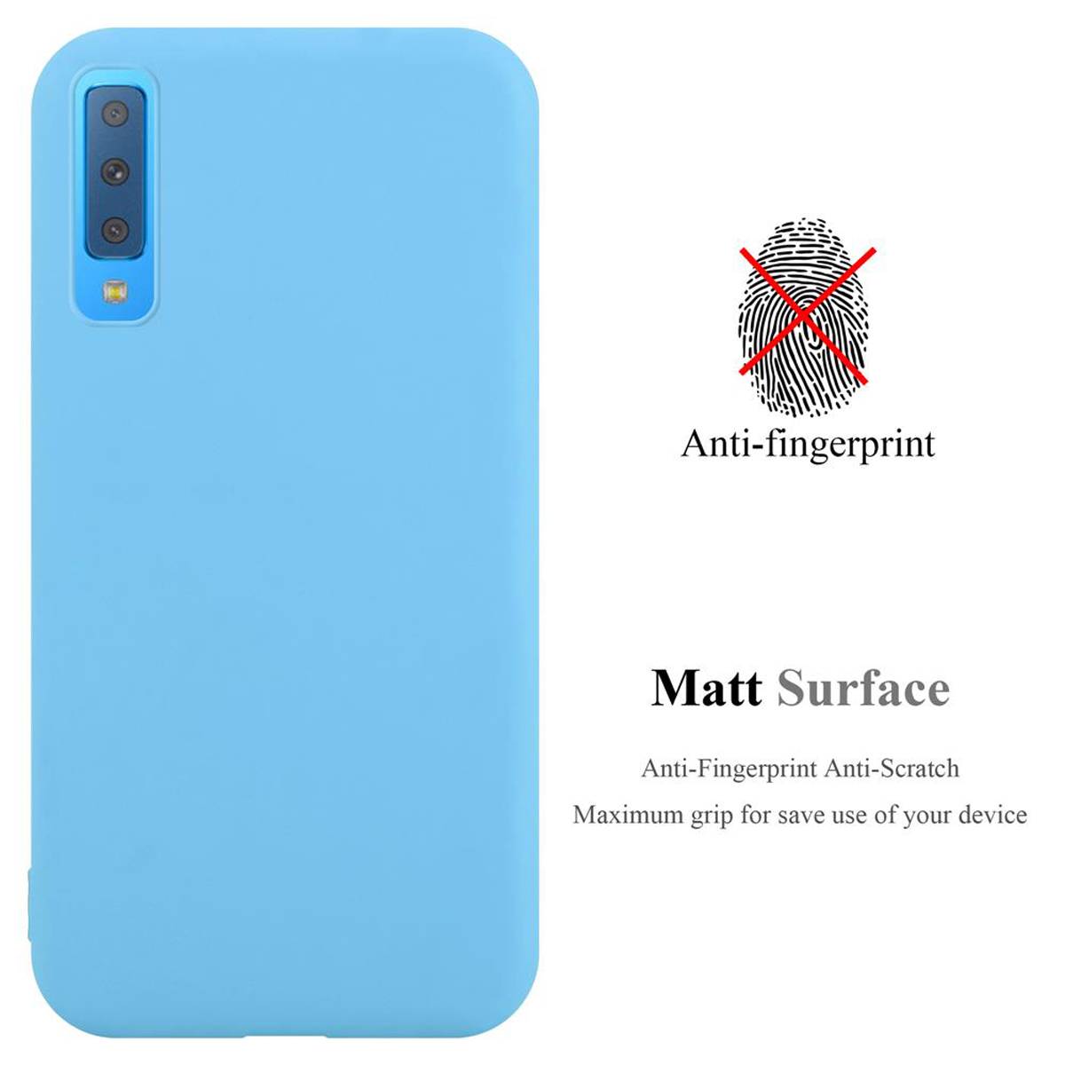 Cadorabo Hülle für Samsung Galaxy A7 2018 Schutzhülle in Blau Handyhülle TPU Silikon Etui Case Cover