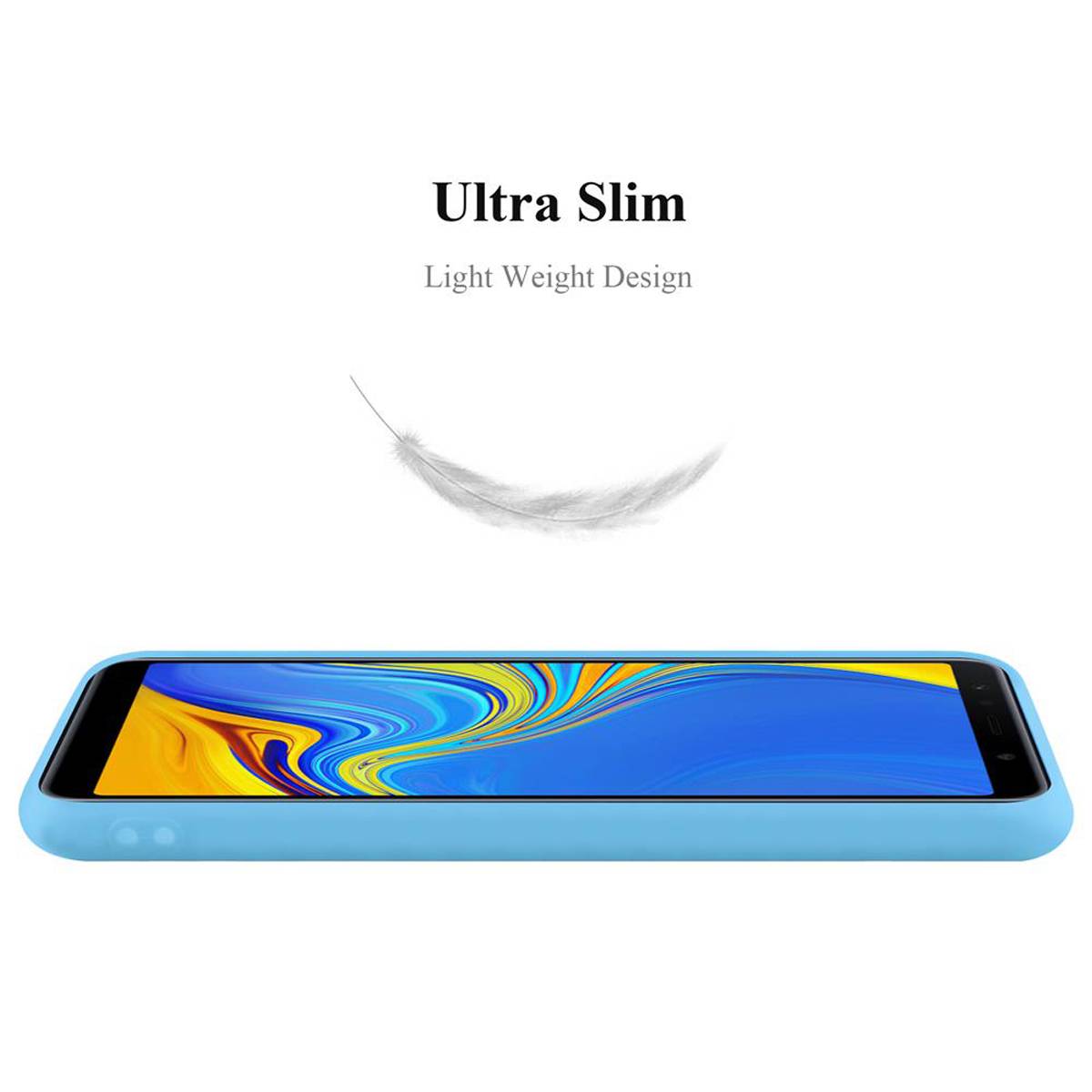Cadorabo Hülle für Samsung Galaxy A7 2018 Schutzhülle in Blau Handyhülle TPU Silikon Etui Case Cover