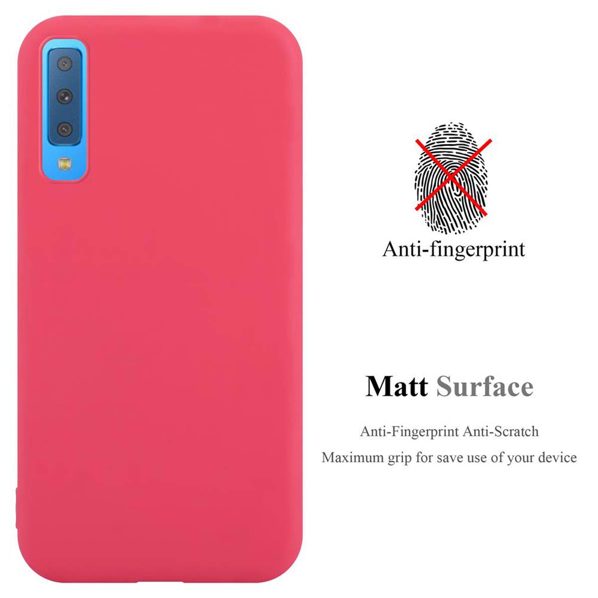Cadorabo Hülle für Samsung Galaxy A7 2018 Schutzhülle in Rot Handyhülle TPU Silikon Etui Case Cover