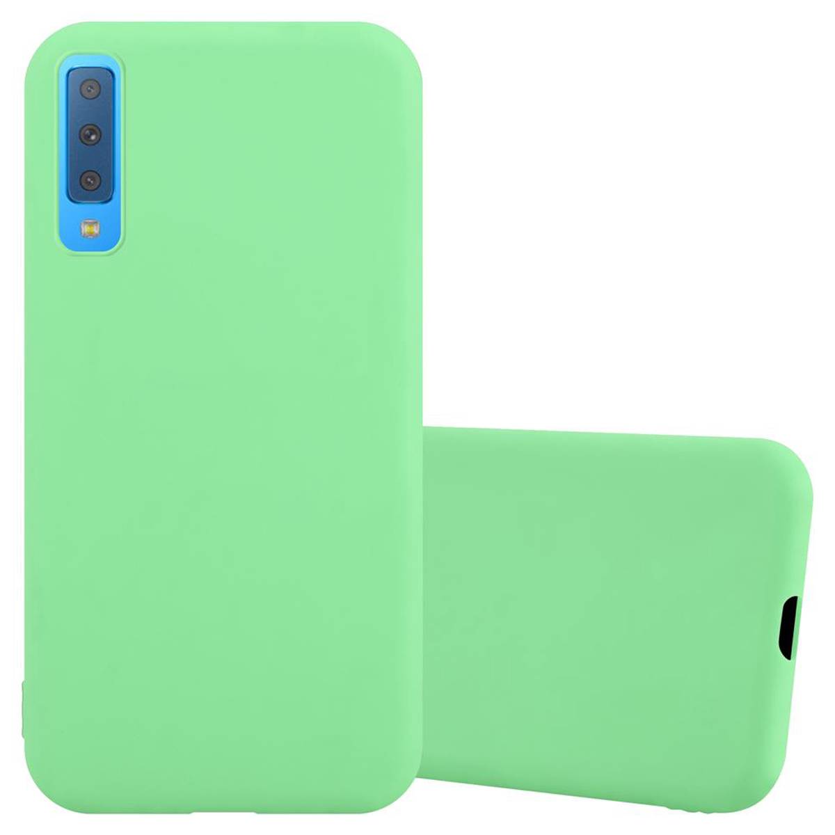 Cadorabo Hülle für Samsung Galaxy A7 2018 Schutzhülle in Grün Handyhülle TPU Silikon Etui Case Cover