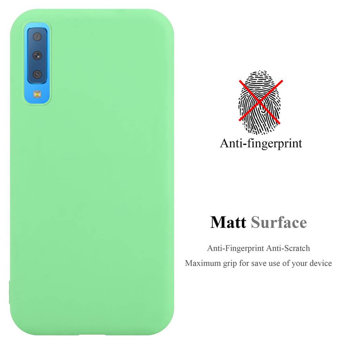 Cadorabo Hülle für Samsung Galaxy A7 2018 Schutzhülle in Grün Handyhülle TPU Silikon Etui Case Cover