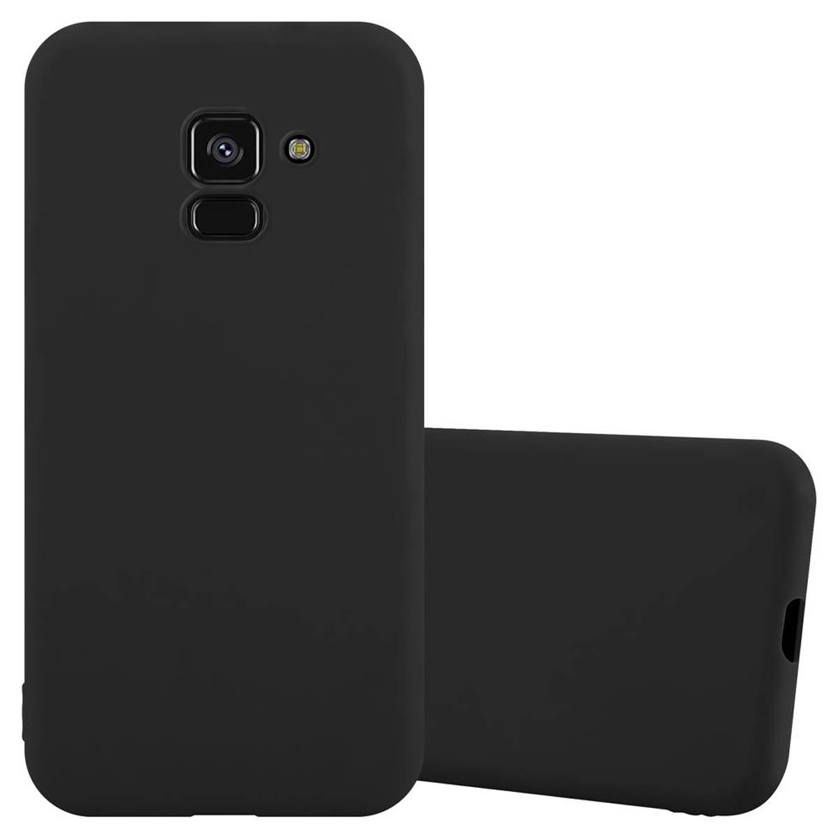 Cadorabo Hülle für Samsung Galaxy A8 PLUS 2018 Schutzhülle in Schwarz Handyhülle TPU Silikon Etui Case Cover