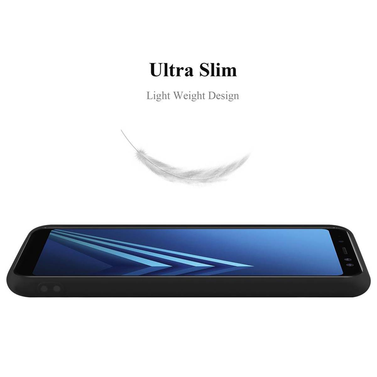 Cadorabo Hülle für Samsung Galaxy A8 PLUS 2018 Schutzhülle in Schwarz Handyhülle TPU Silikon Etui Case Cover