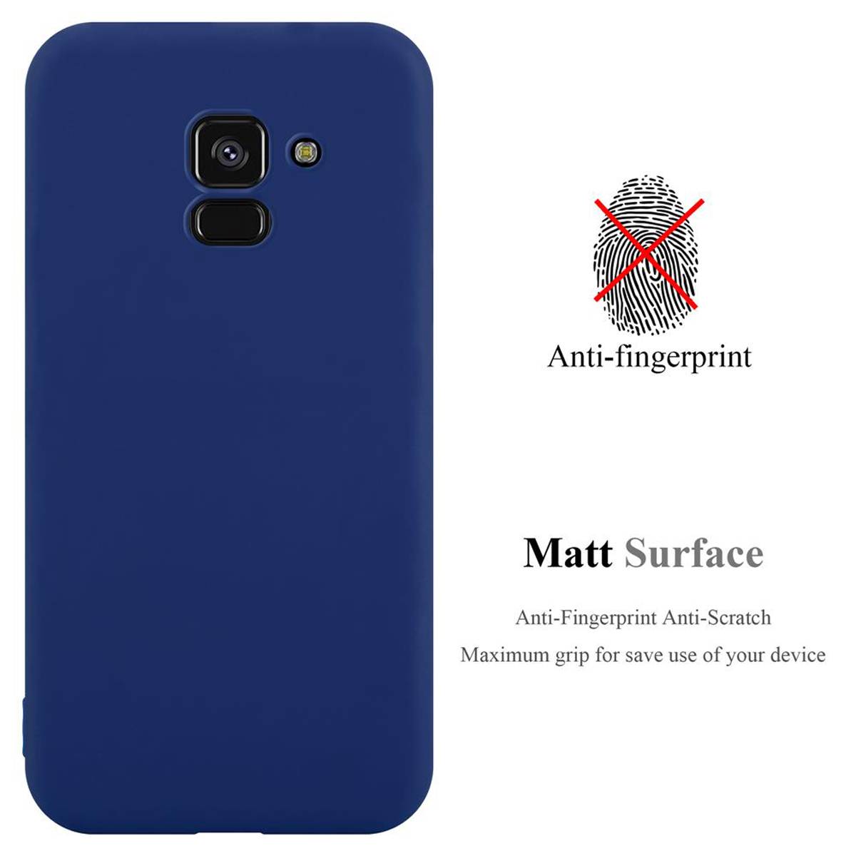 Cadorabo Hülle für Samsung Galaxy A8 PLUS 2018 Schutzhülle in Blau Handyhülle TPU Silikon Etui Case Cover