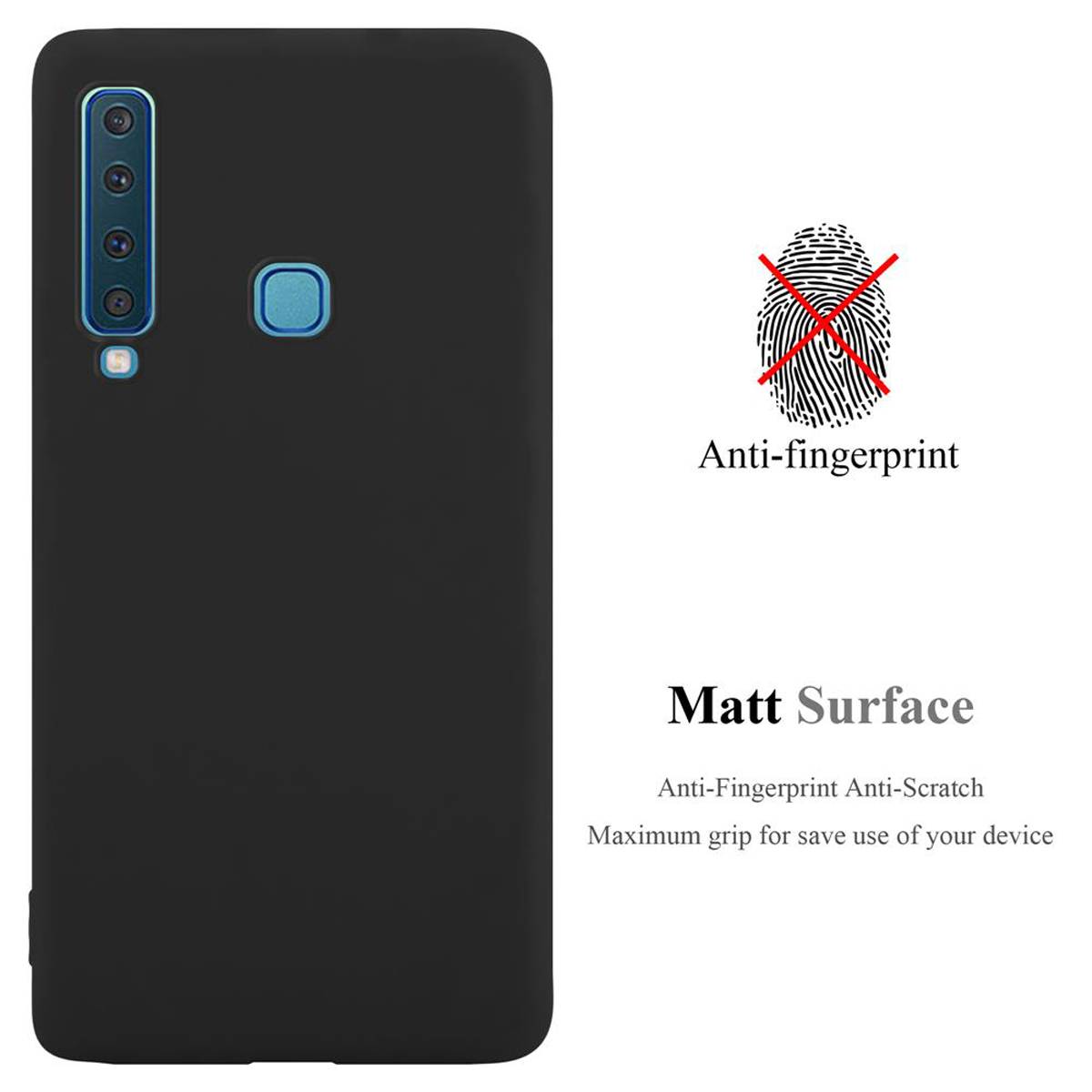 Cadorabo Hülle für Samsung Galaxy A9 2018 Schutzhülle in Schwarz Handyhülle TPU Silikon Etui Case Cover