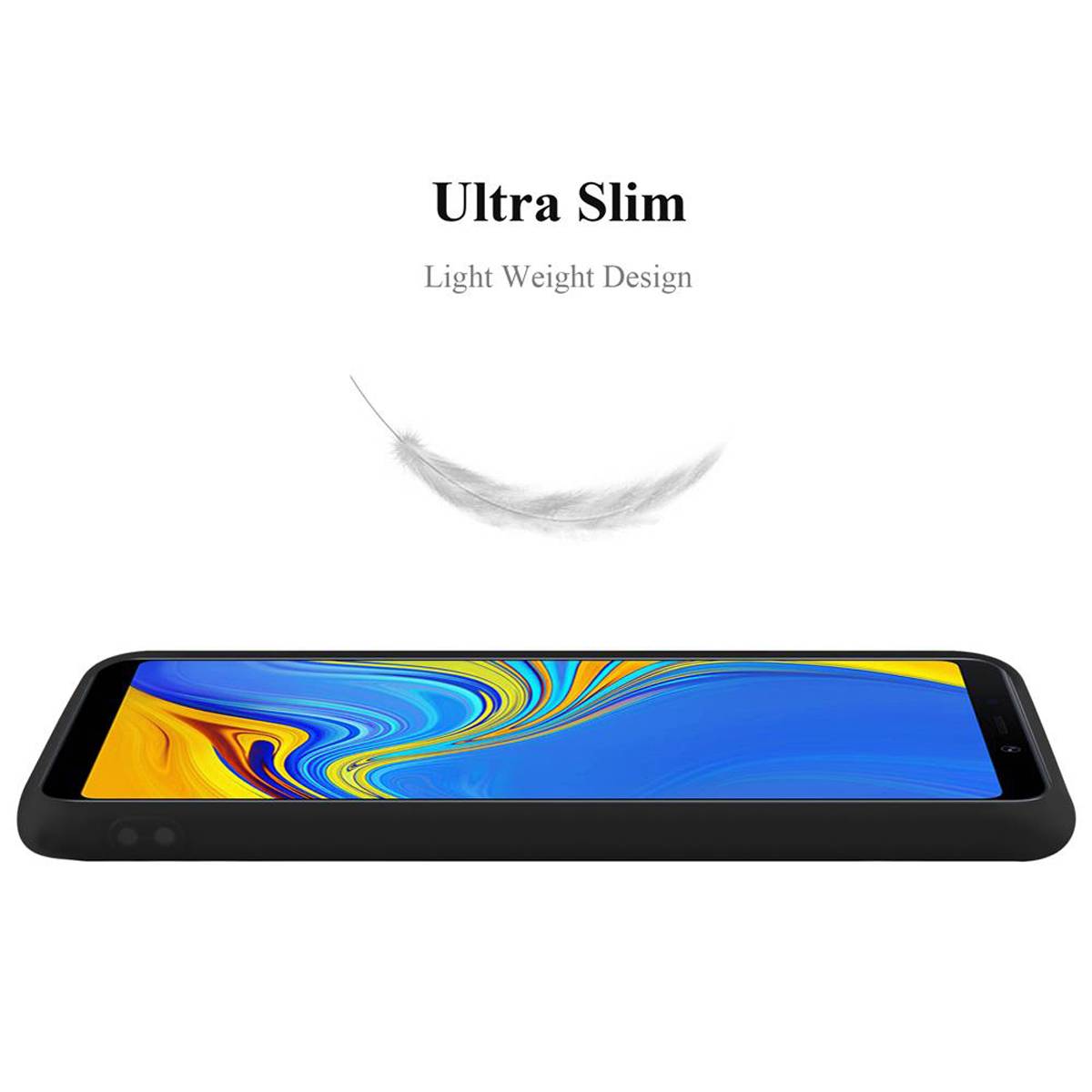Cadorabo Hülle für Samsung Galaxy A9 2018 Schutzhülle in Schwarz Handyhülle TPU Silikon Etui Case Cover