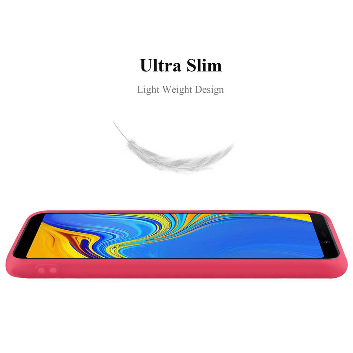 Cadorabo Hülle für Samsung Galaxy A9 2018 Schutzhülle in Rot Handyhülle TPU Silikon Etui Case Cover