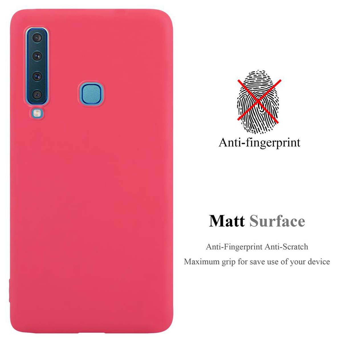 Cadorabo Hülle für Samsung Galaxy A9 2018 Schutzhülle in Rot Handyhülle TPU Silikon Etui Case Cover