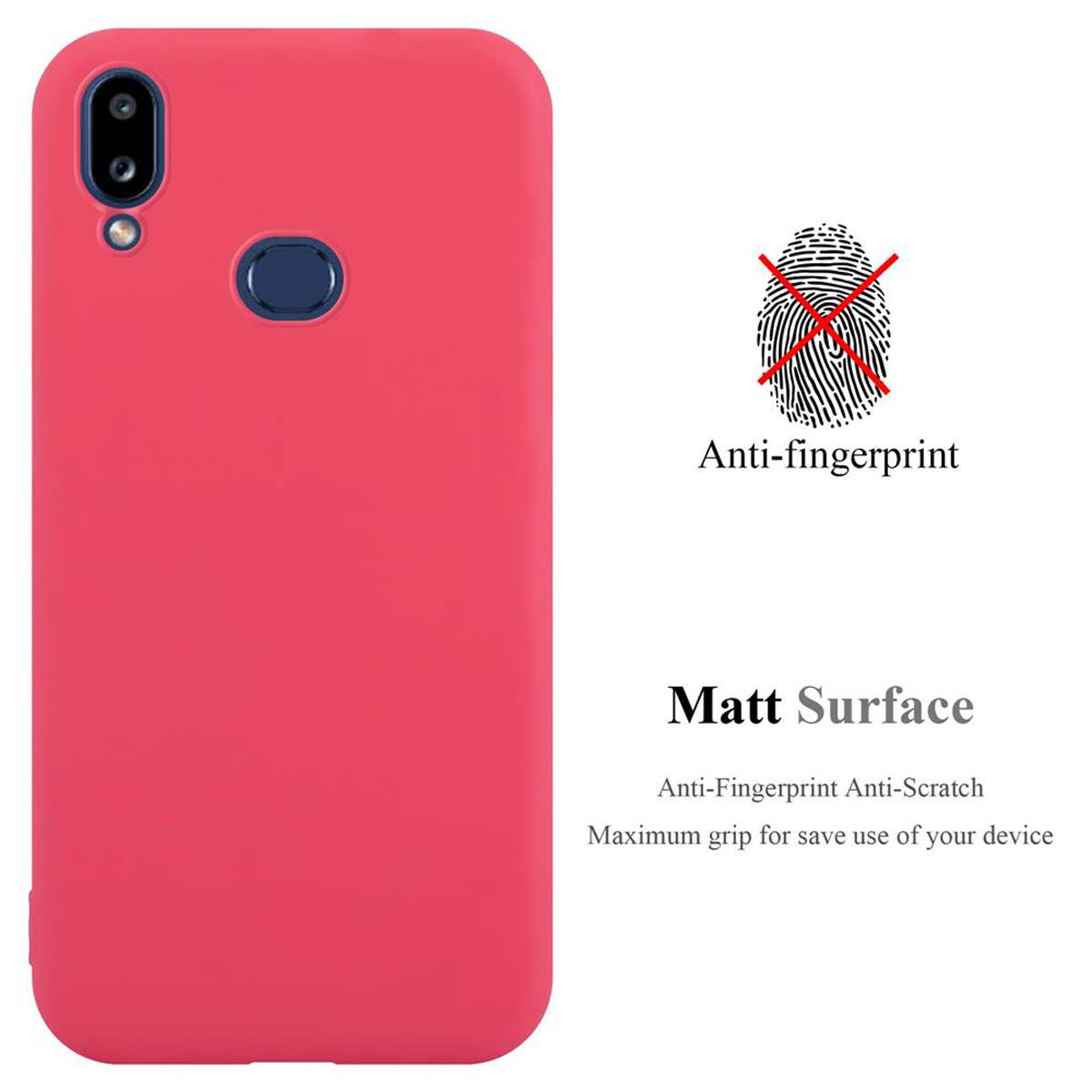 Cadorabo Hülle für Samsung Galaxy A10s / M01s Schutzhülle in Rot Handyhülle TPU Silikon Etui Case Cover