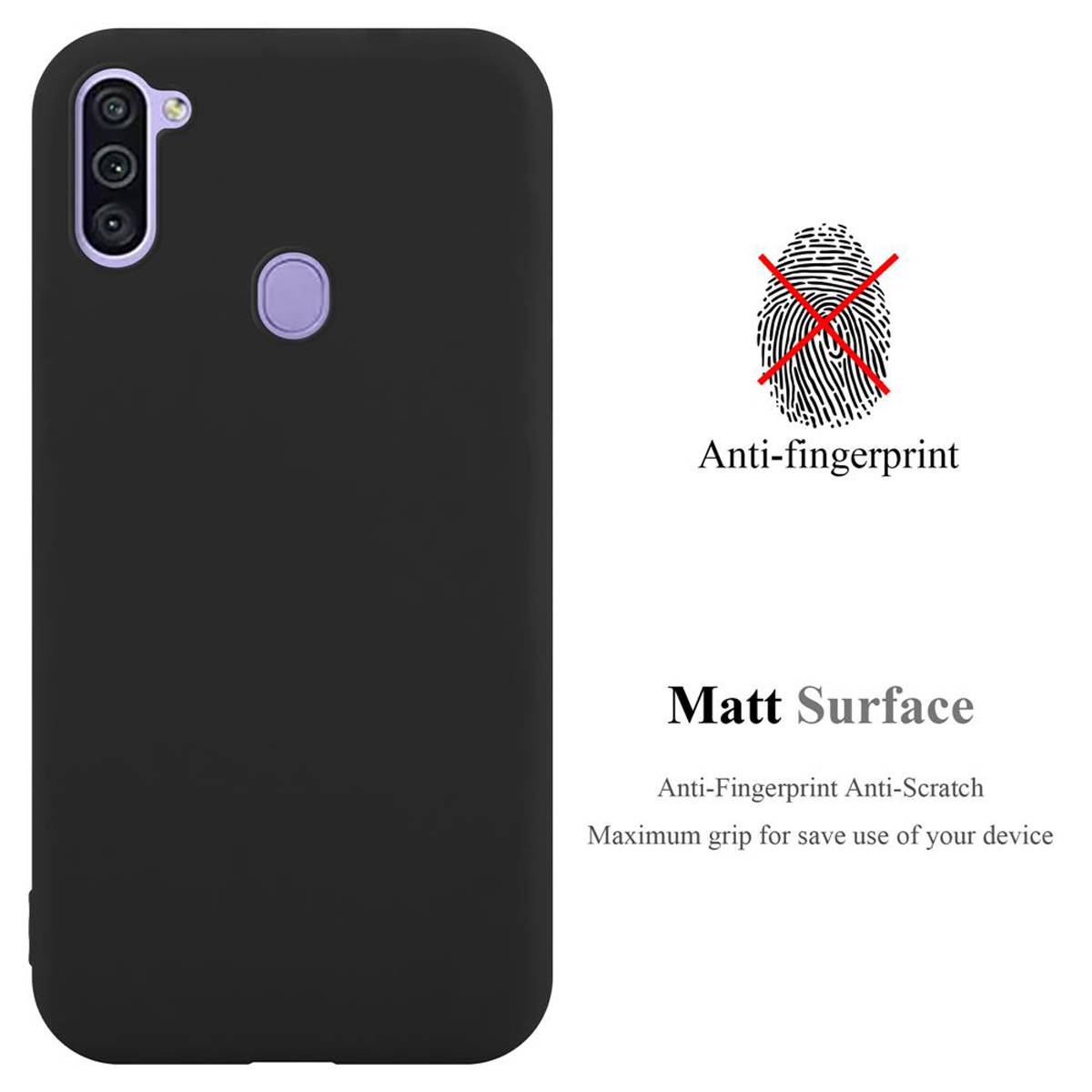 Cadorabo Hülle für Samsung Galaxy A11 / M11 Schutzhülle in Schwarz Handyhülle TPU Silikon Etui Case Cover