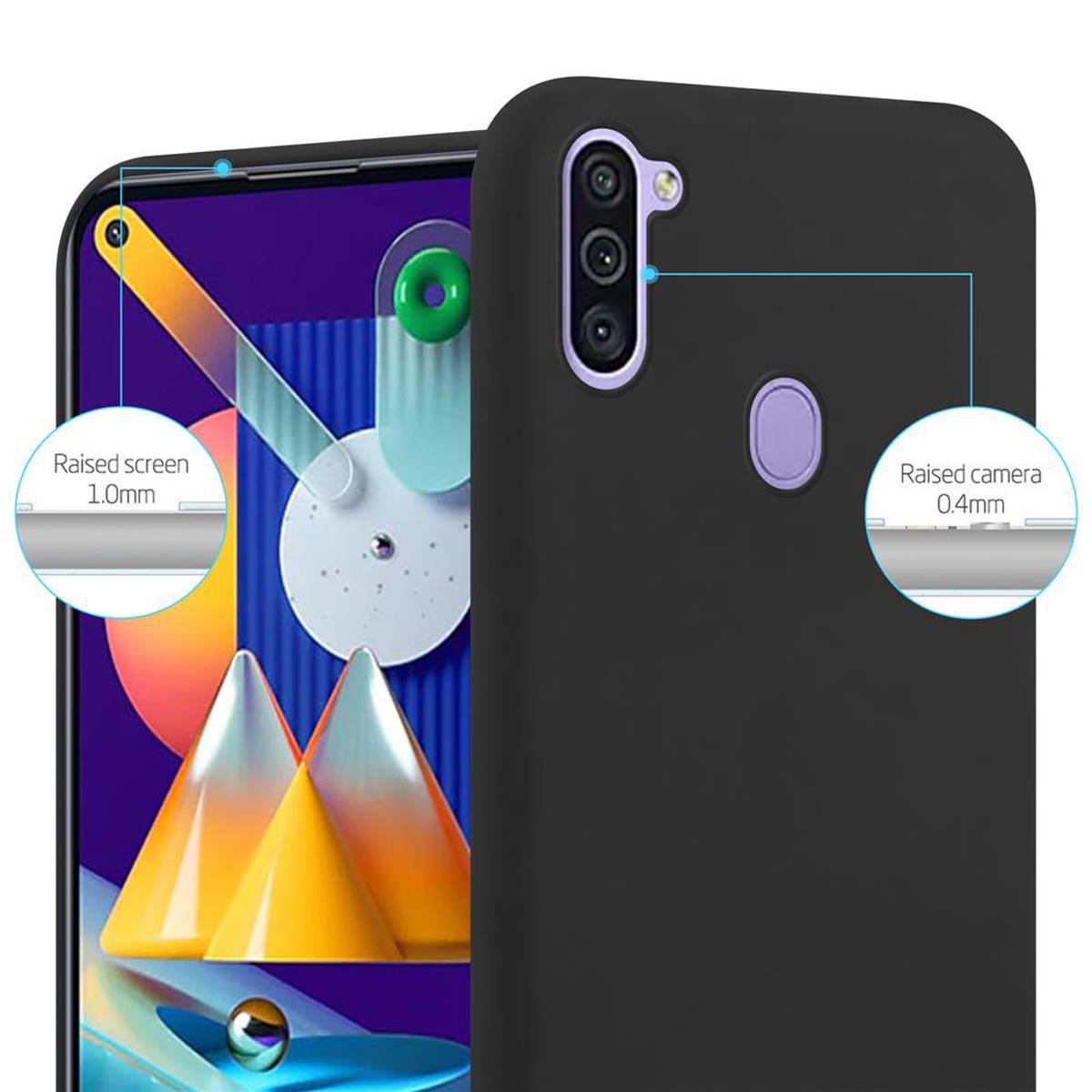 Cadorabo Hülle für Samsung Galaxy A11 / M11 Schutzhülle in Schwarz Handyhülle TPU Silikon Etui Case Cover