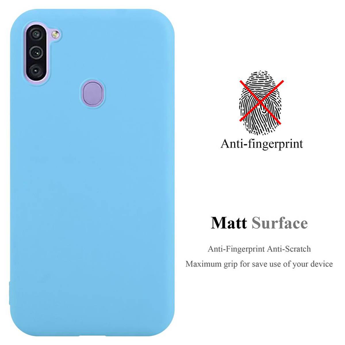 Cadorabo Hülle für Samsung Galaxy A11 / M11 Schutzhülle in Blau Handyhülle TPU Silikon Etui Case Cover