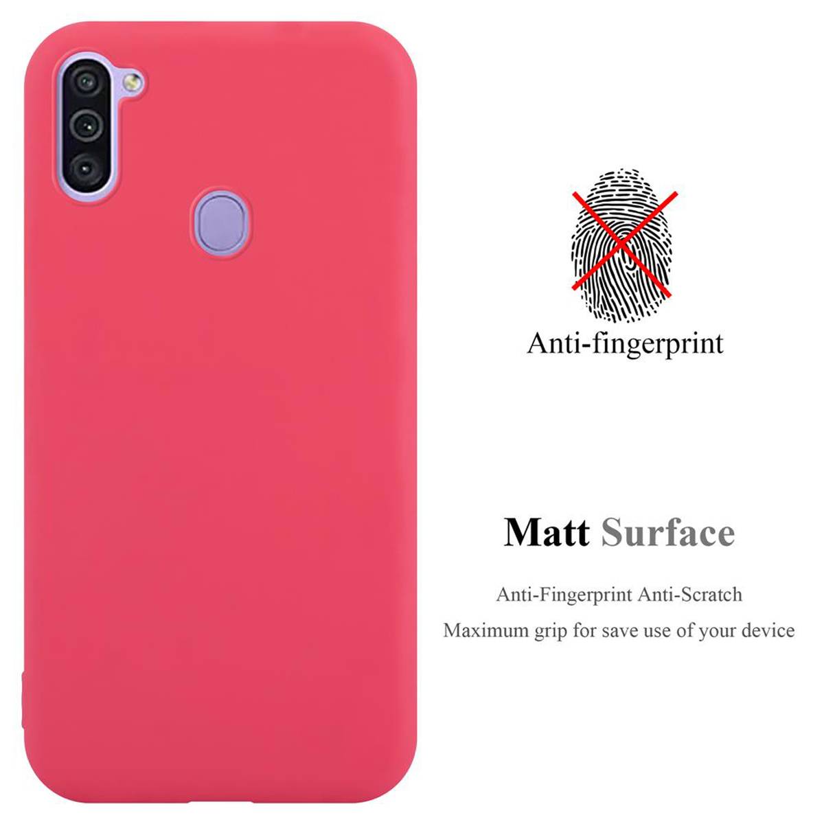 Cadorabo Hülle für Samsung Galaxy A11 / M11 Schutzhülle in Rot Handyhülle TPU Silikon Etui Case Cover