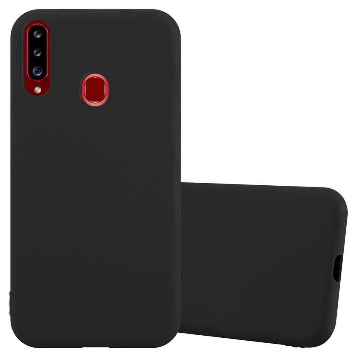 Cadorabo Hülle für Samsung Galaxy A20s Schutzhülle in Schwarz Handyhülle TPU Silikon Etui Case Cover