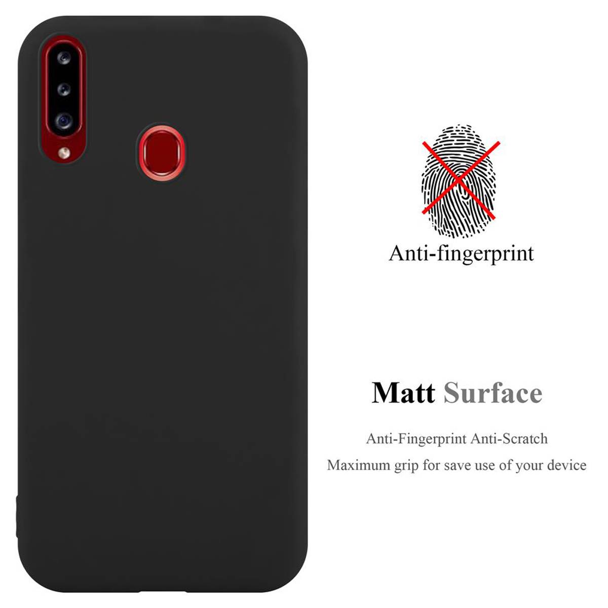 Cadorabo Hülle für Samsung Galaxy A20s Schutzhülle in Schwarz Handyhülle TPU Silikon Etui Case Cover