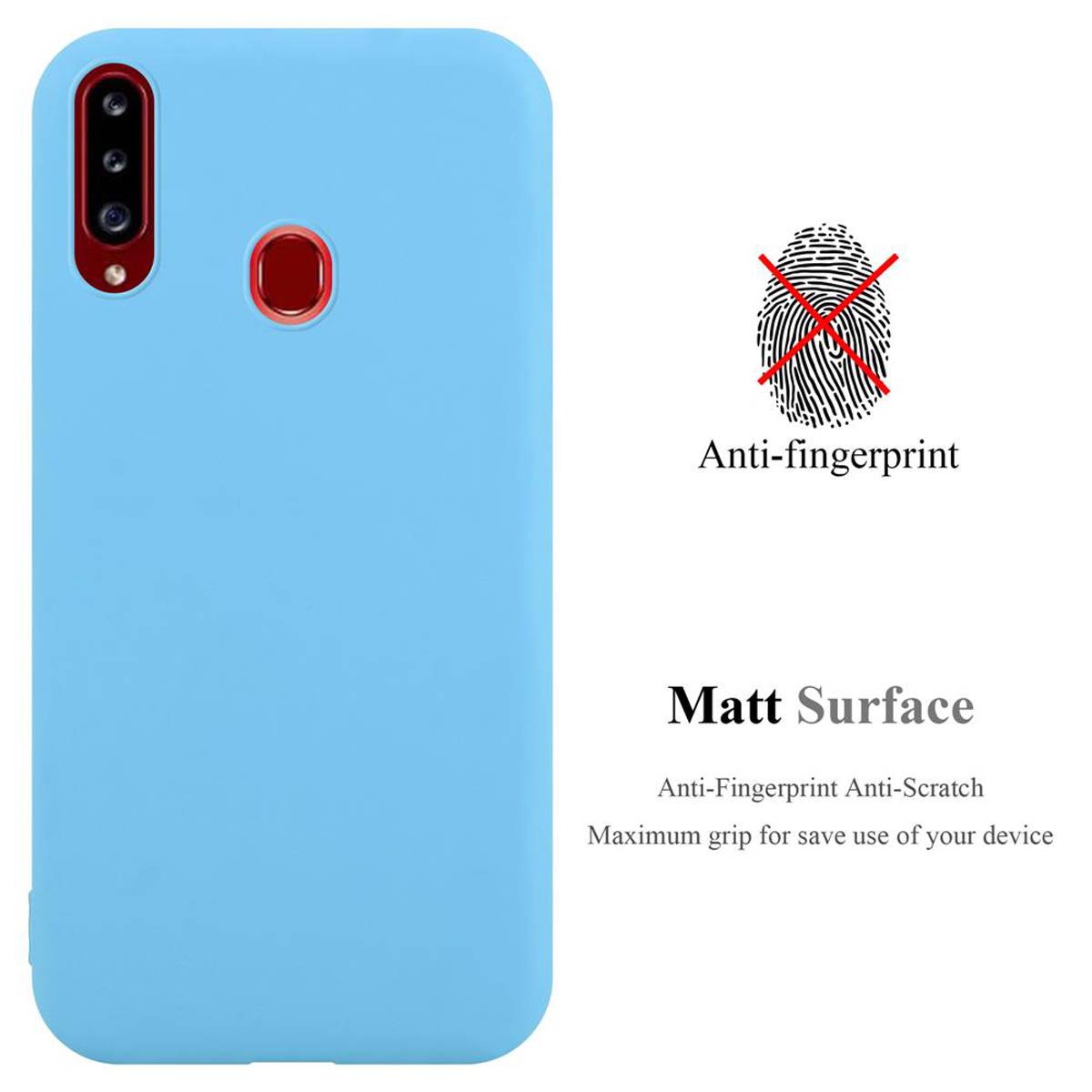 Cadorabo Hülle für Samsung Galaxy A20s Schutzhülle in Blau Handyhülle TPU Silikon Etui Case Cover