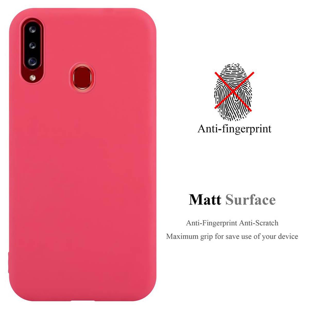 Cadorabo Hülle für Samsung Galaxy A20s Schutzhülle in Rot Handyhülle TPU Silikon Etui Case Cover