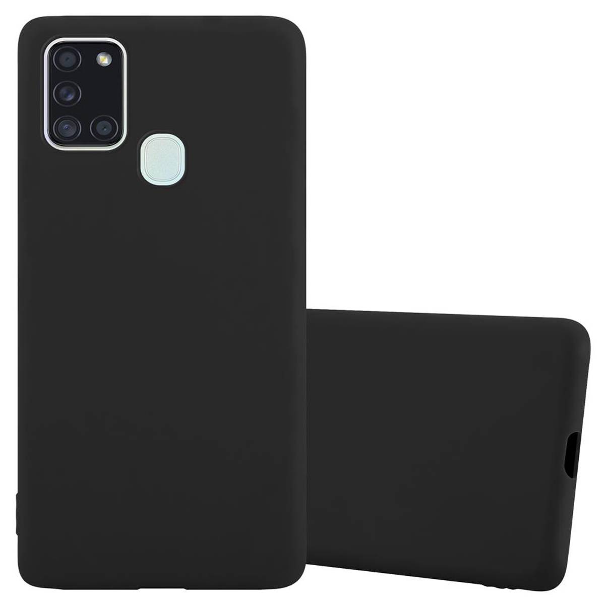 Cadorabo Hülle für Samsung Galaxy A21s Schutzhülle in Schwarz Handyhülle TPU Silikon Etui Case Cover