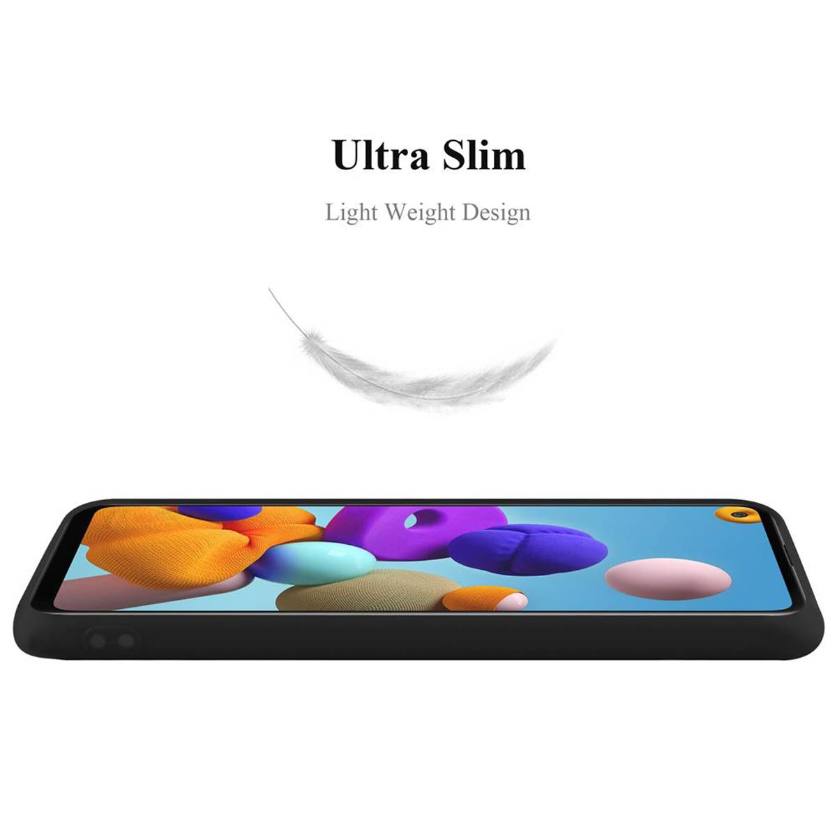 Cadorabo Hülle für Samsung Galaxy A21s Schutzhülle in Schwarz Handyhülle TPU Silikon Etui Case Cover