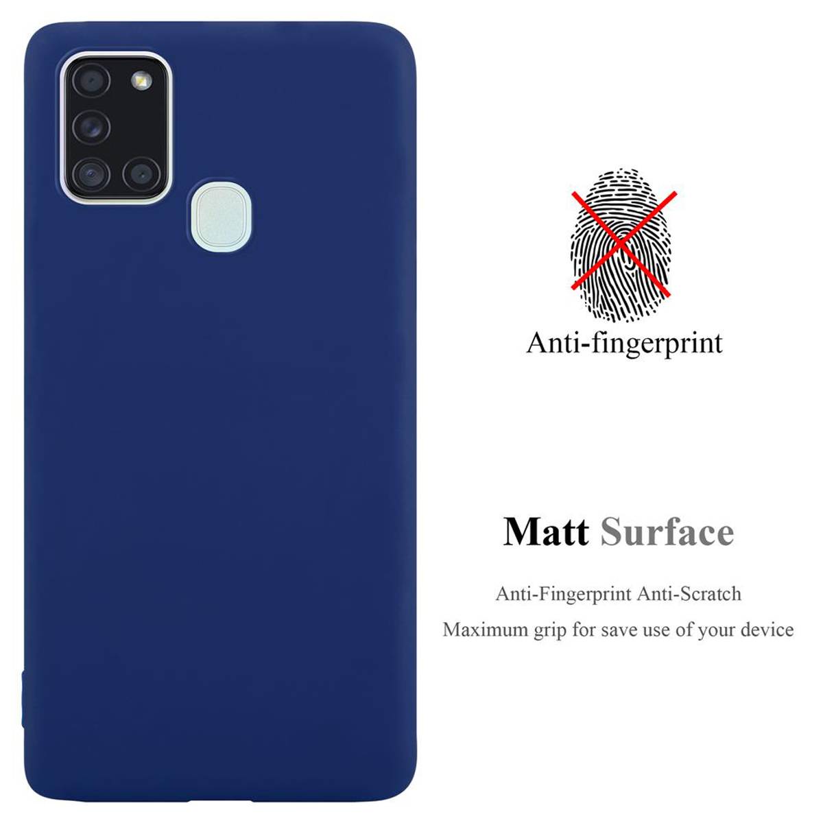 Cadorabo Hülle für Samsung Galaxy A21s Schutzhülle in Blau Handyhülle TPU Silikon Etui Case Cover