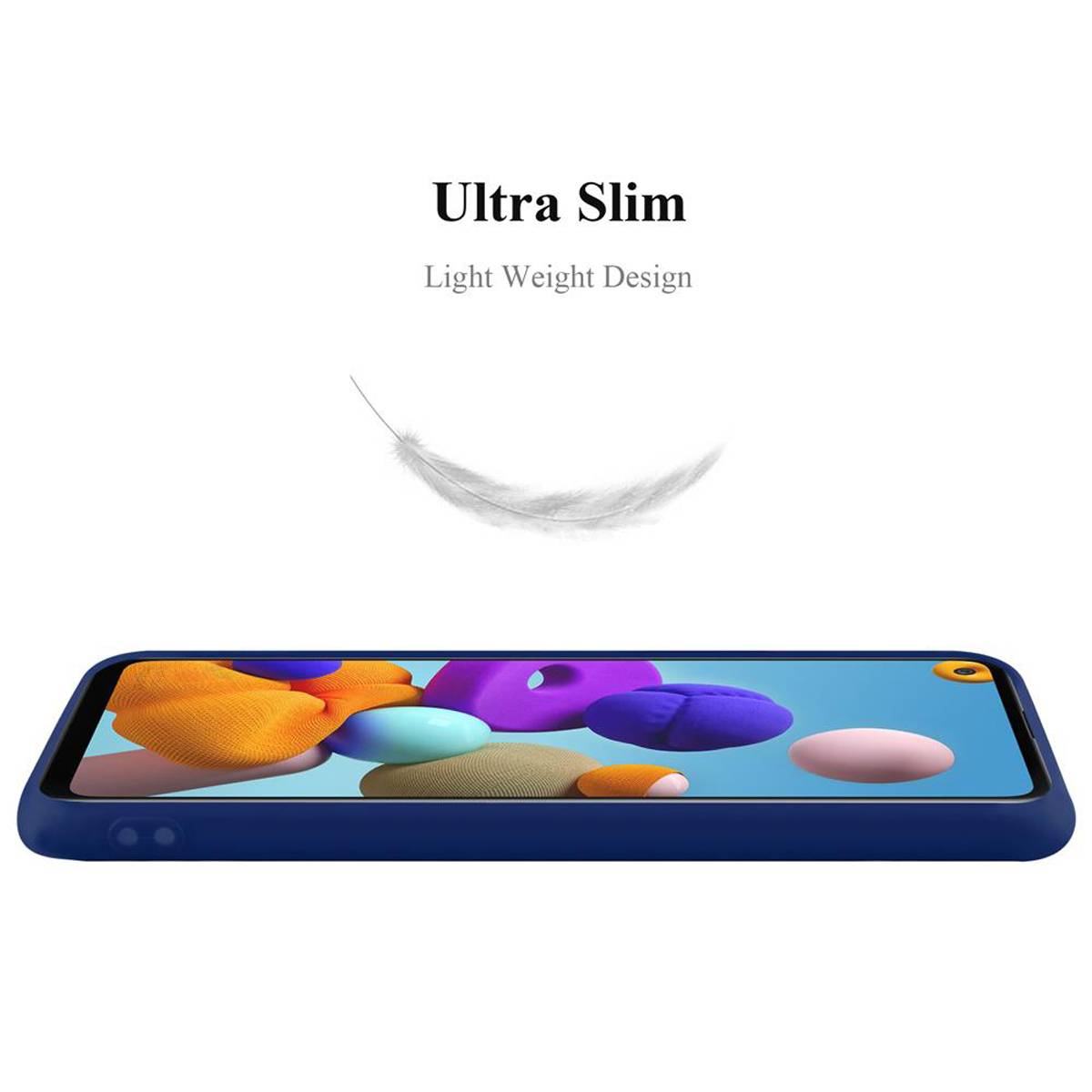 Cadorabo Hülle für Samsung Galaxy A21s Schutzhülle in Blau Handyhülle TPU Silikon Etui Case Cover
