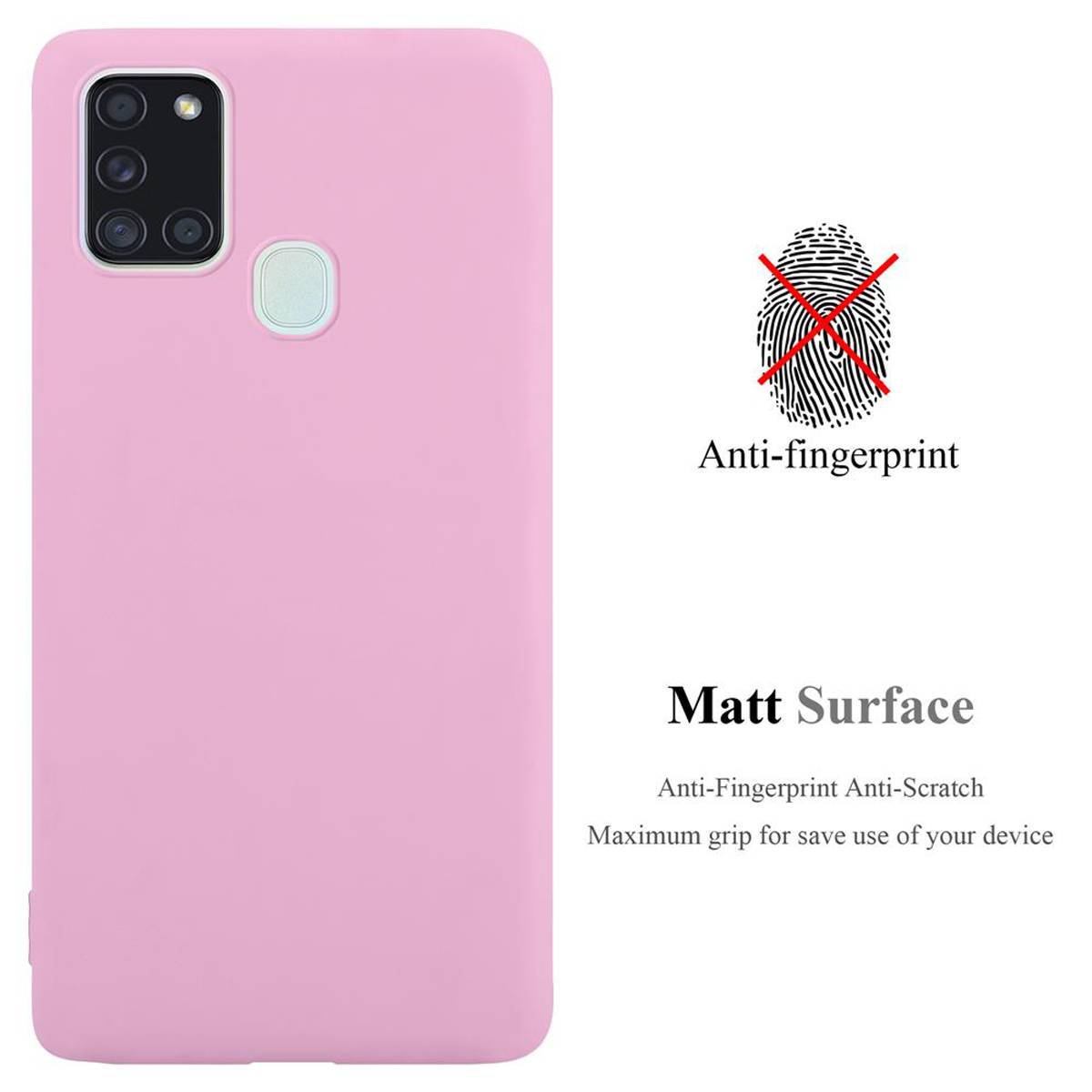 Cadorabo Hülle für Samsung Galaxy A21s Schutzhülle in Rosa Handyhülle TPU Silikon Etui Case Cover