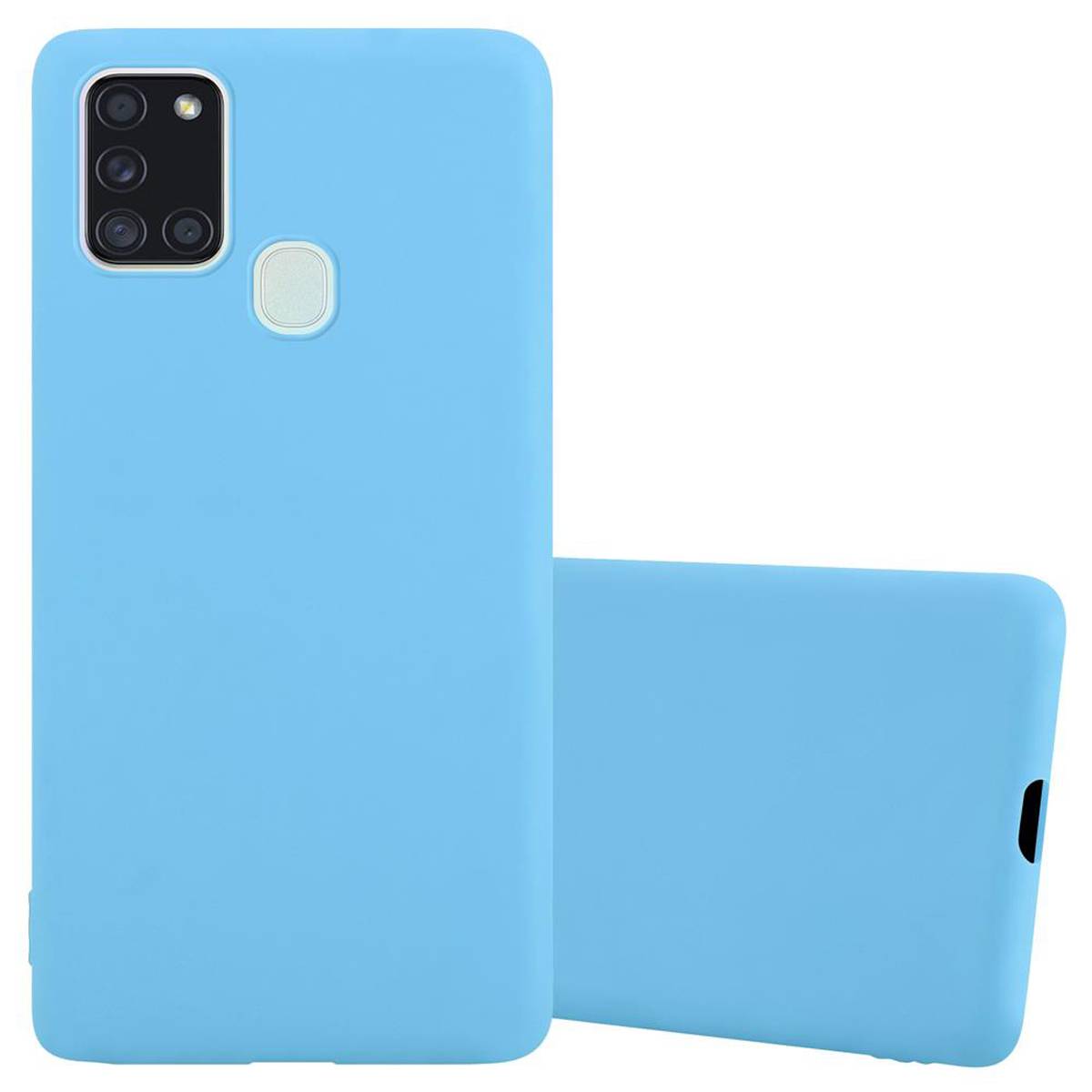 Cadorabo Hülle für Samsung Galaxy A21s Schutzhülle in Blau Handyhülle TPU Silikon Etui Case Cover