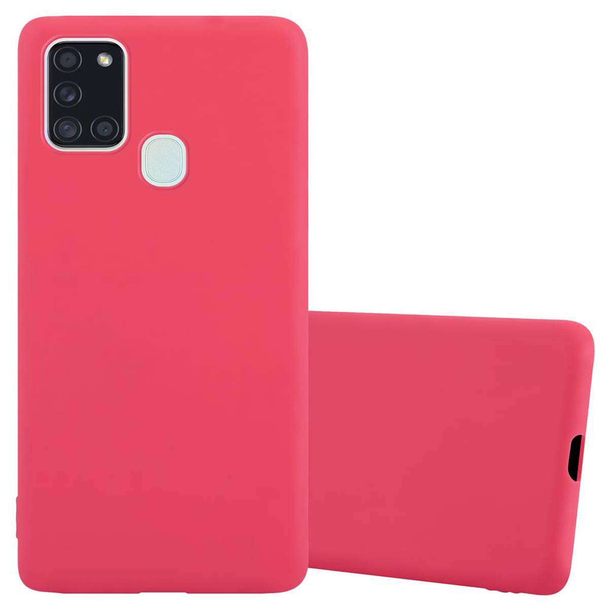 Cadorabo Hülle für Samsung Galaxy A21s Schutzhülle in Rot Handyhülle TPU Silikon Etui Case Cover