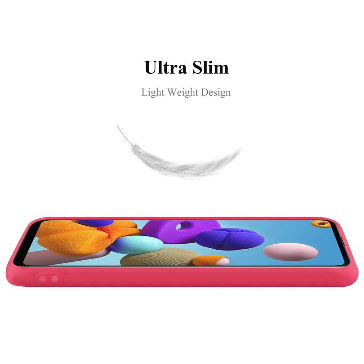 Cadorabo Hülle für Samsung Galaxy A21s Schutzhülle in Rot Handyhülle TPU Silikon Etui Case Cover
