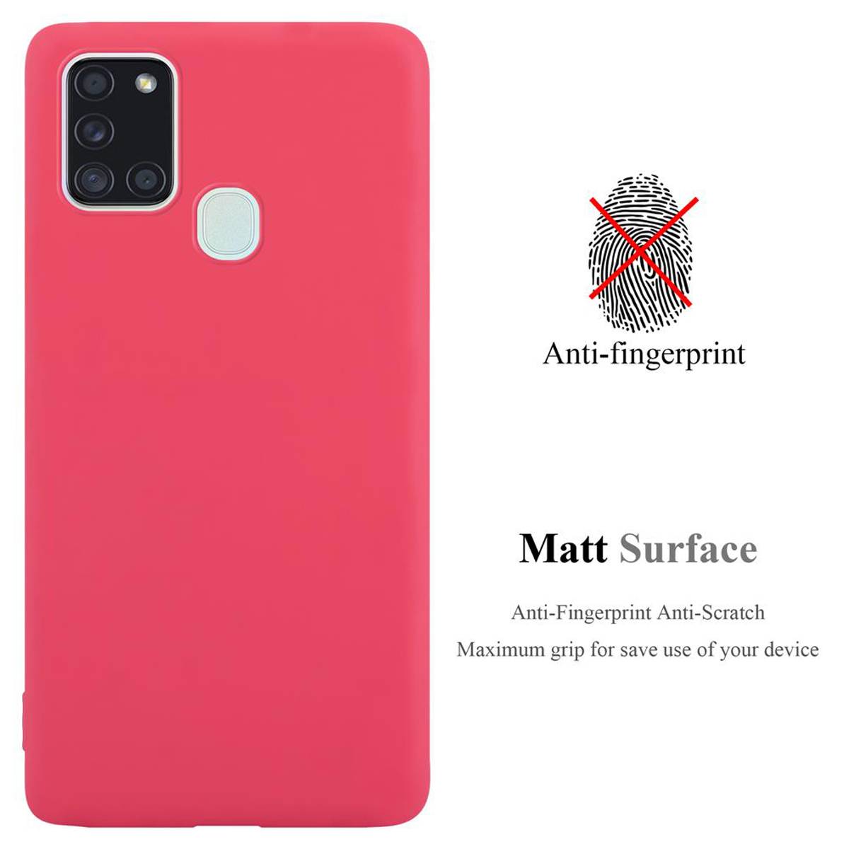 Cadorabo Hülle für Samsung Galaxy A21s Schutzhülle in Rot Handyhülle TPU Silikon Etui Case Cover