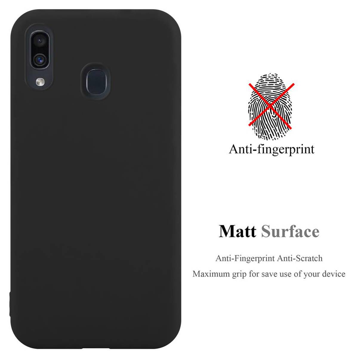 Cadorabo Hülle für Samsung Galaxy A20 / A30 / M10s Schutzhülle in Schwarz Handyhülle TPU Silikon Etui Case Cover