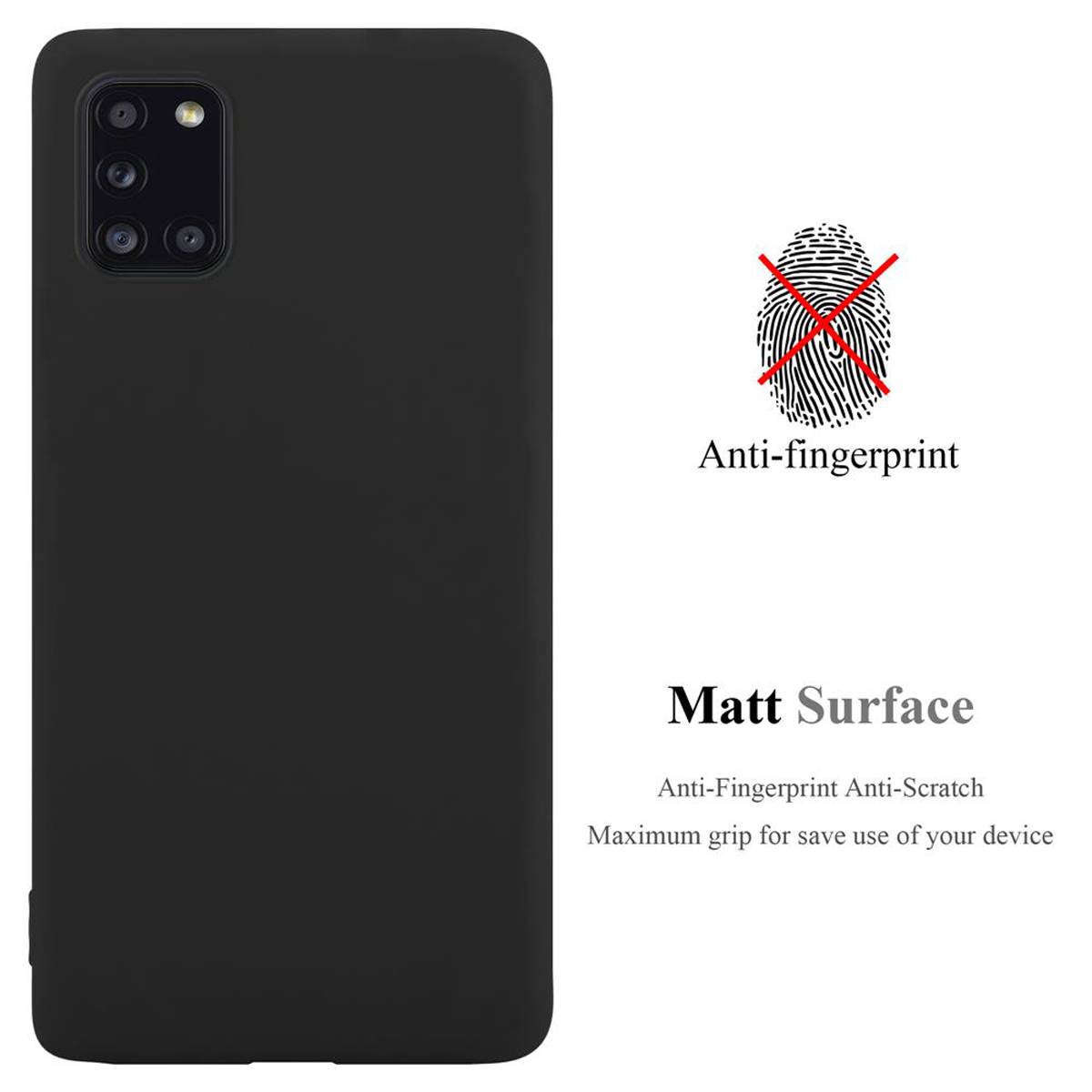 Cadorabo Hülle für Samsung Galaxy A31 Schutzhülle in Schwarz Handyhülle TPU Silikon Etui Case Cover