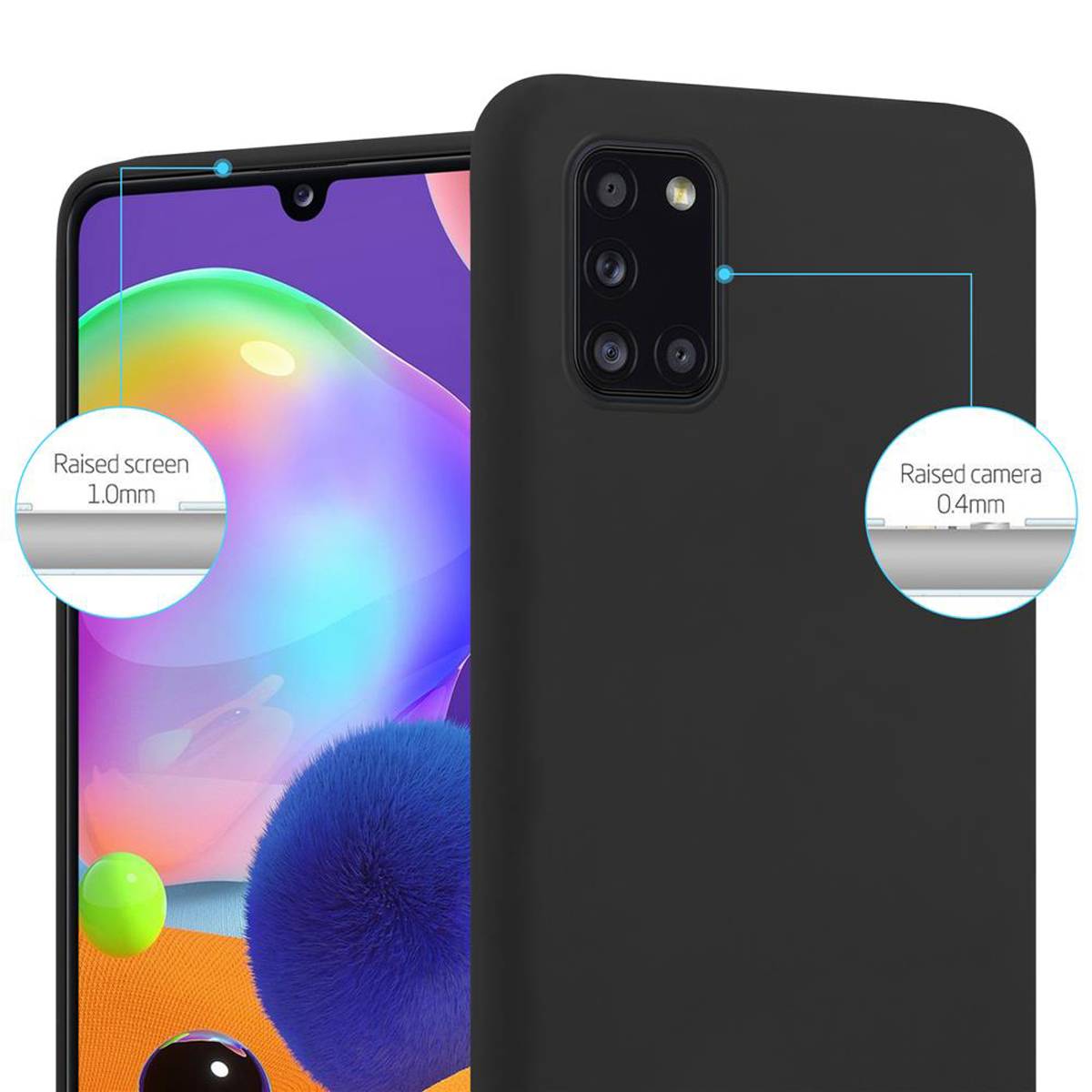 Cadorabo Hülle für Samsung Galaxy A31 Schutzhülle in Schwarz Handyhülle TPU Silikon Etui Case Cover