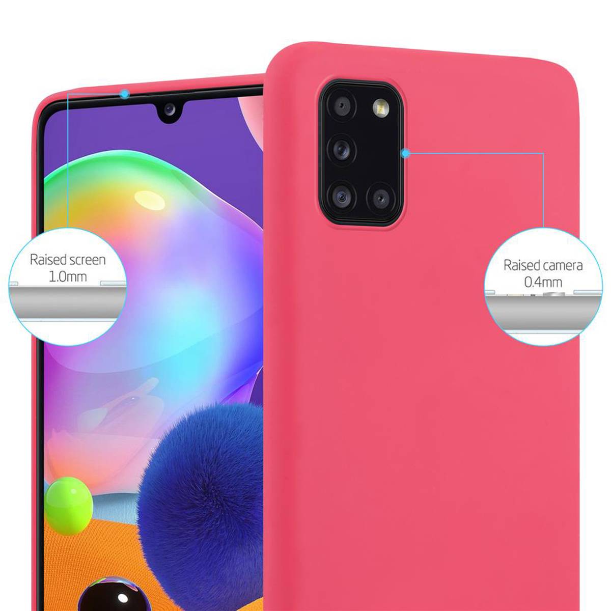 Cadorabo Hülle für Samsung Galaxy A31 Schutzhülle in Rot Handyhülle TPU Silikon Etui Case Cover