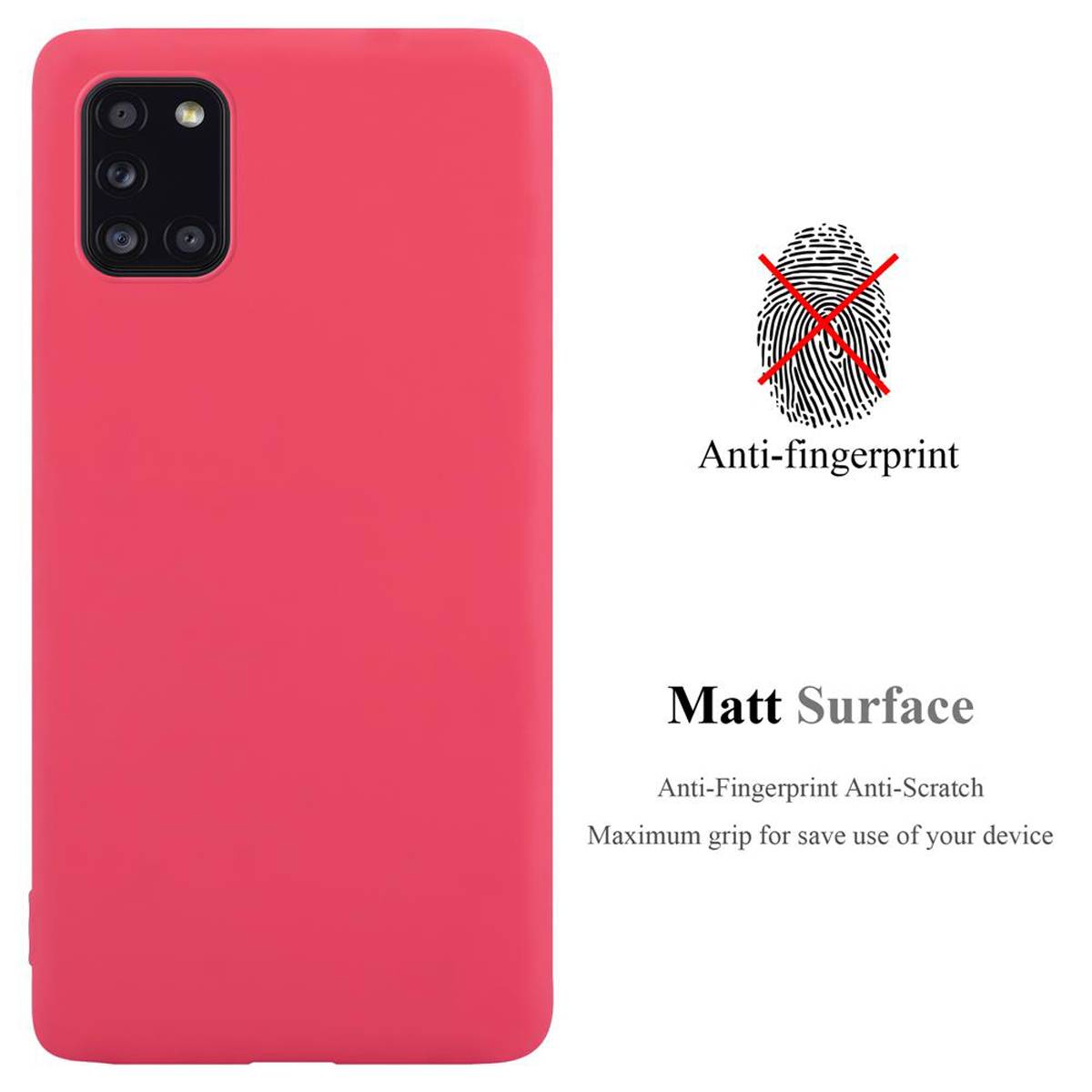 Cadorabo Hülle für Samsung Galaxy A31 Schutzhülle in Rot Handyhülle TPU Silikon Etui Case Cover