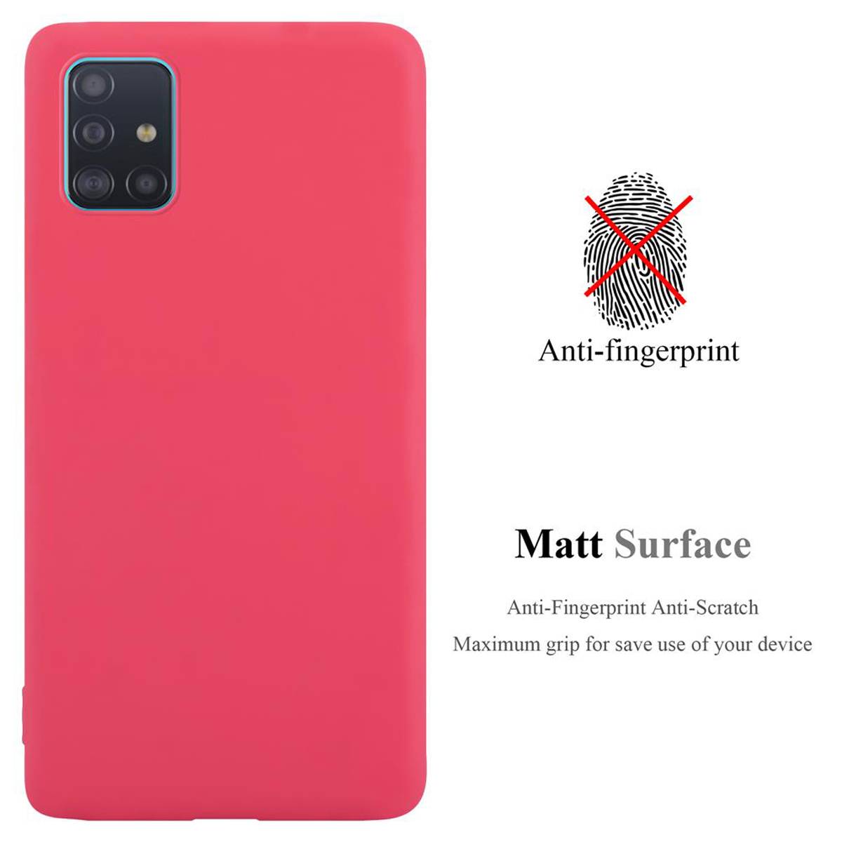 Cadorabo Hülle für Samsung Galaxy A51 5G Schutzhülle in Rot Handyhülle TPU Silikon Etui Case Cover