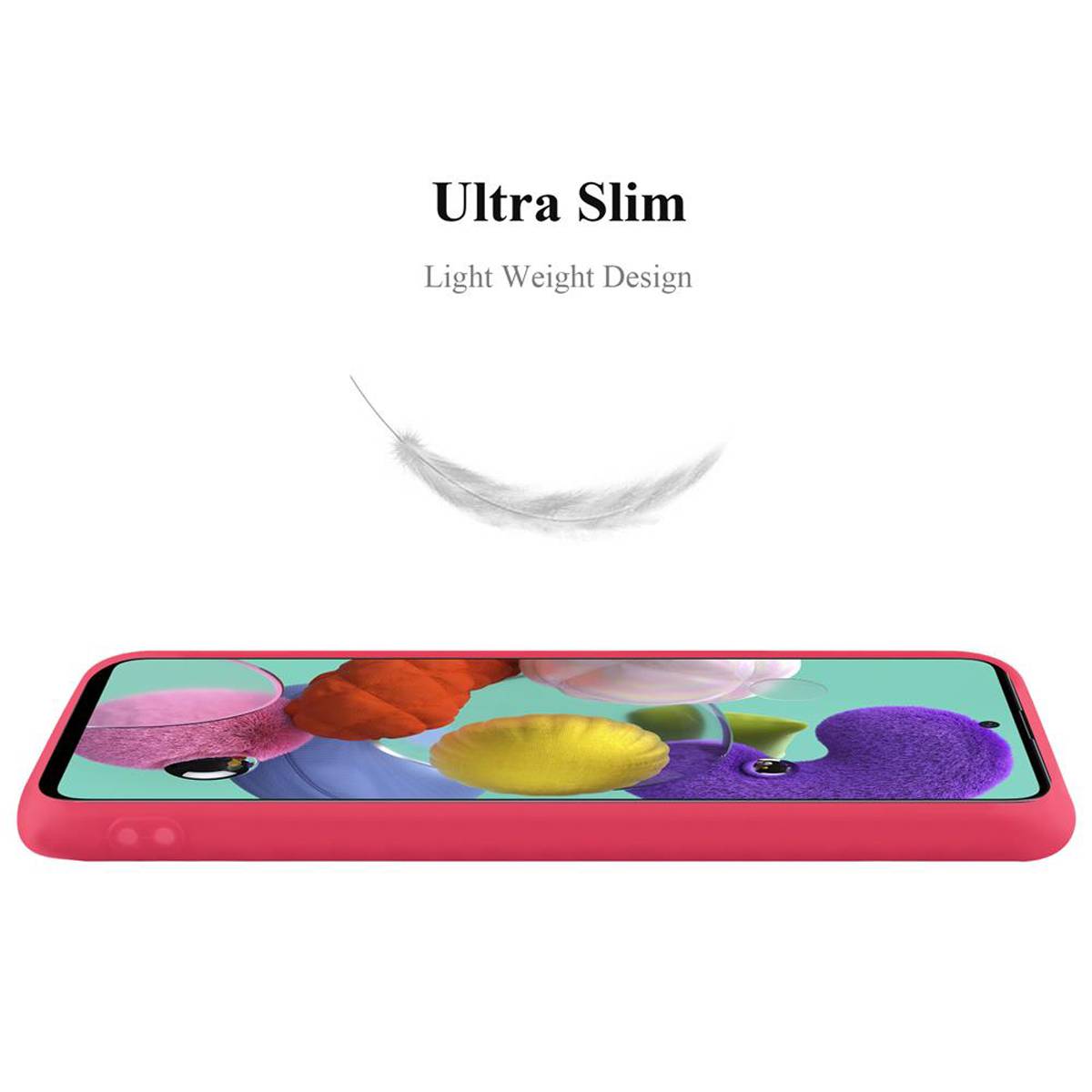 Cadorabo Hülle für Samsung Galaxy A51 5G Schutzhülle in Rot Handyhülle TPU Silikon Etui Case Cover