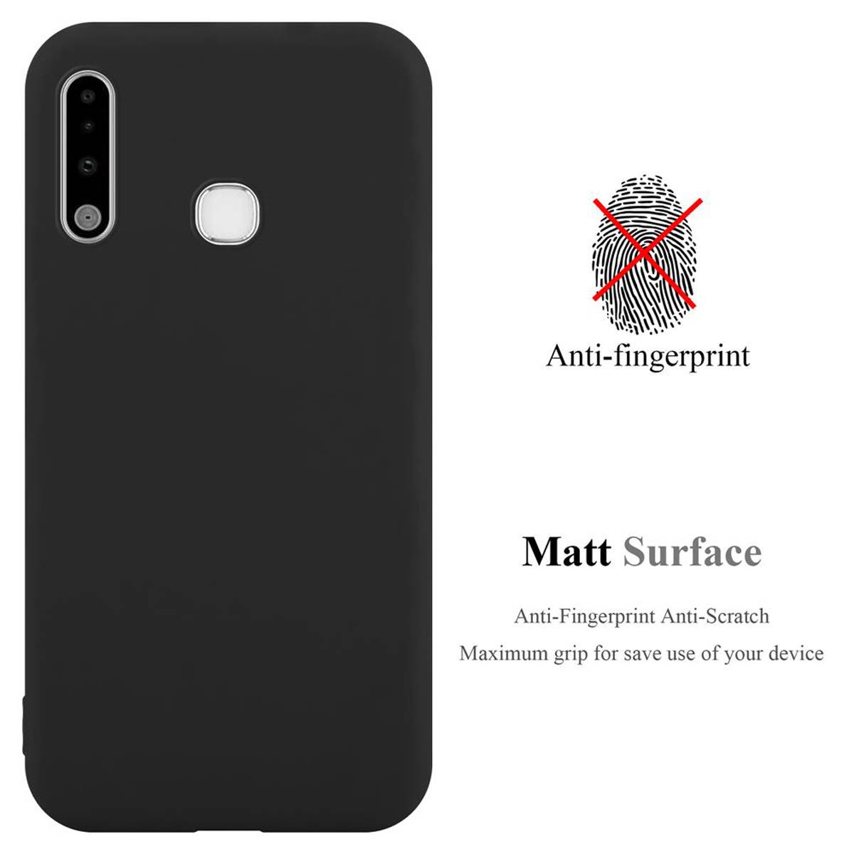 Cadorabo Hülle für Samsung Galaxy A70e Schutzhülle in Schwarz Handyhülle TPU Silikon Etui Case Cover