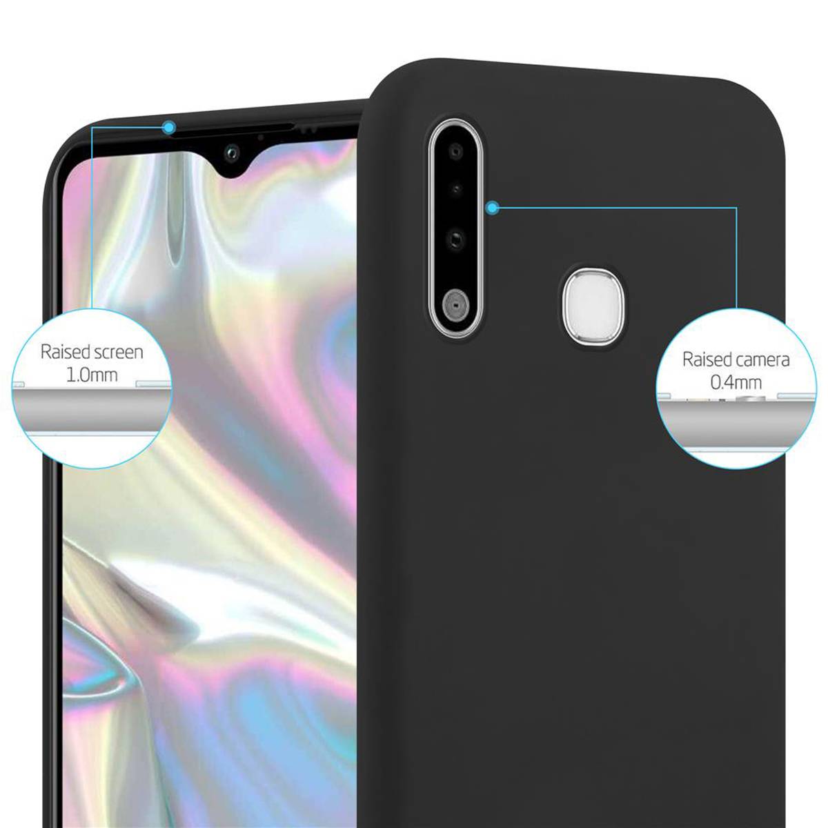 Cadorabo Hülle für Samsung Galaxy A70e Schutzhülle in Schwarz Handyhülle TPU Silikon Etui Case Cover