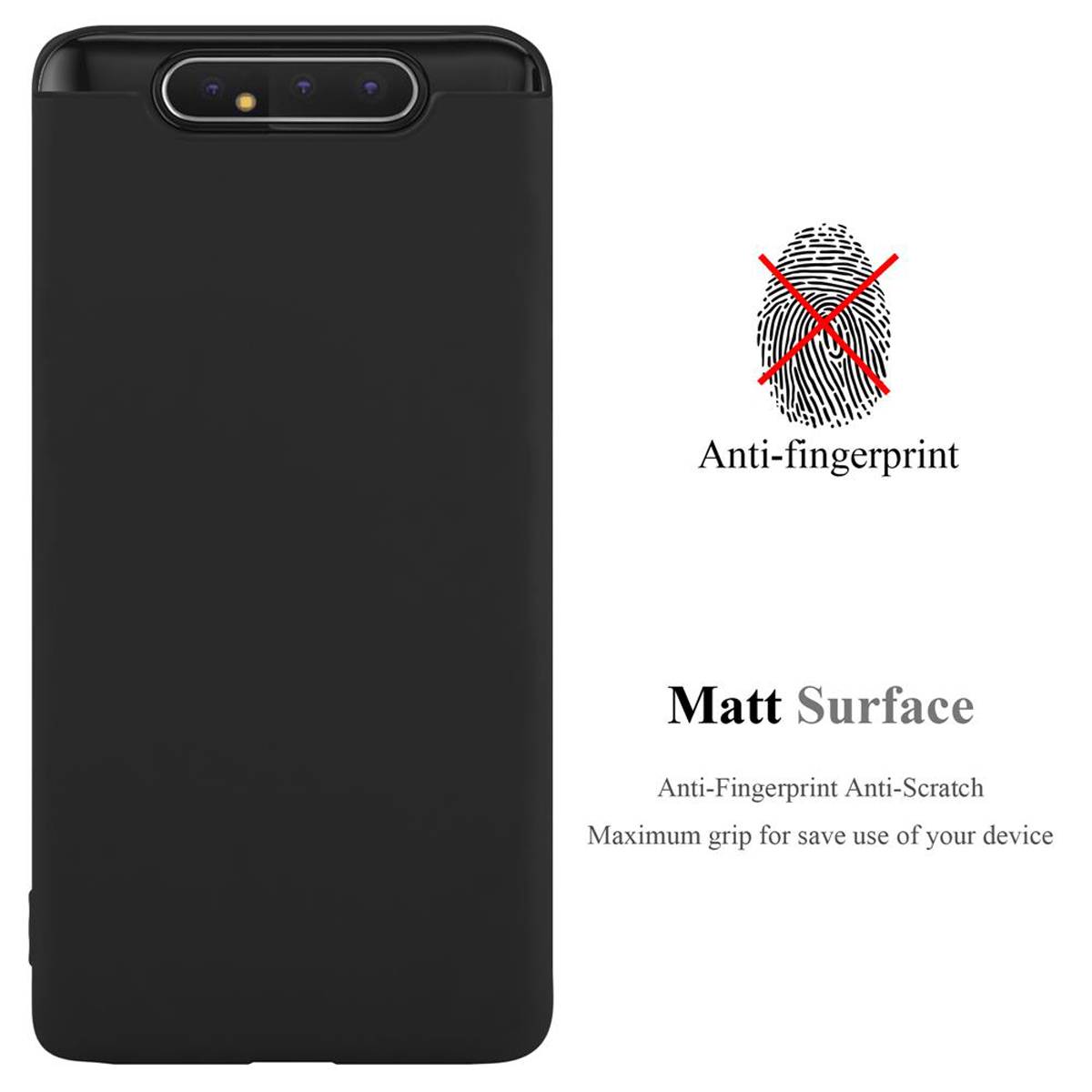 Cadorabo Hülle für Samsung Galaxy A80 / A90 4G Schutzhülle in Schwarz Handyhülle TPU Silikon Etui Case Cover