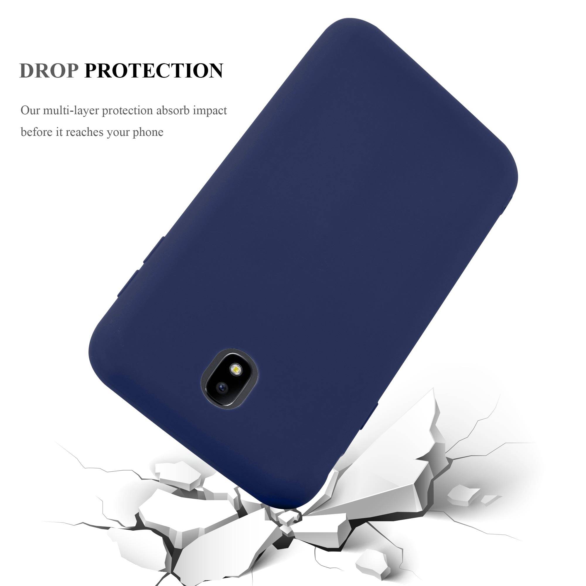 Cadorabo Hülle für Samsung Galaxy J3 2017 US Version Schutzhülle in Blau Handyhülle TPU Silikon Etui Case Cover