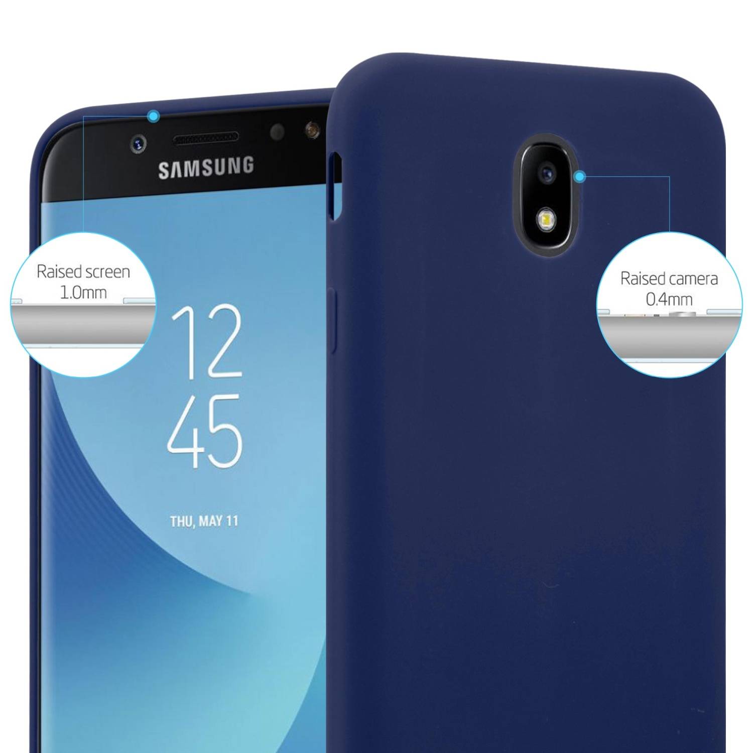 Cadorabo Hülle für Samsung Galaxy J5 2017 US Version Schutzhülle in Blau Handyhülle TPU Silikon Etui Case Cover